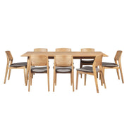 Emilio Solid Ash Wood 9 pc Dining Table and Chairs - Oak