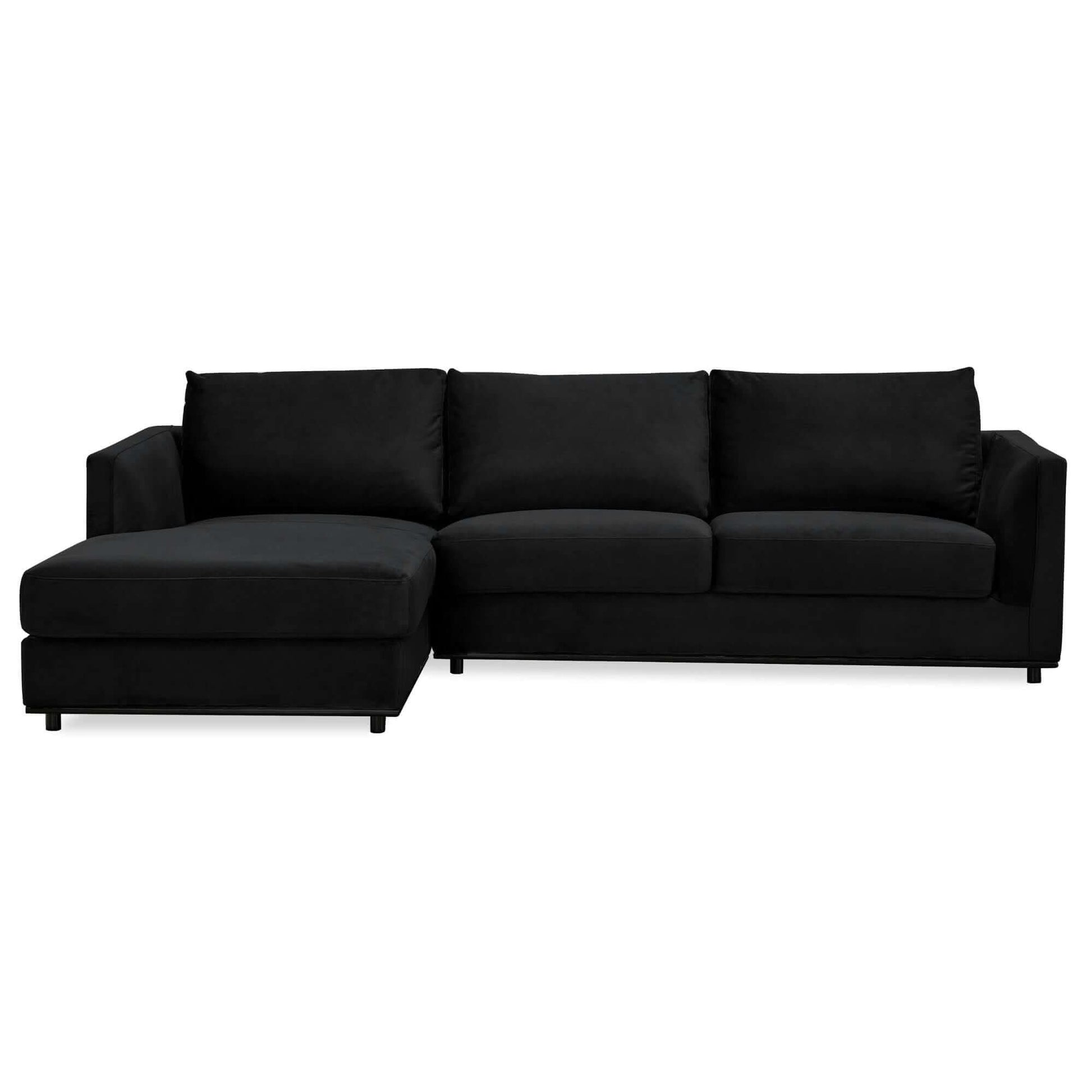 Kennedi LHF Chaise Two Seater Corner Sofa - Black
