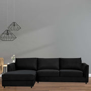 Kennedi LHF Chaise Two Seater Corner Sofa - Black