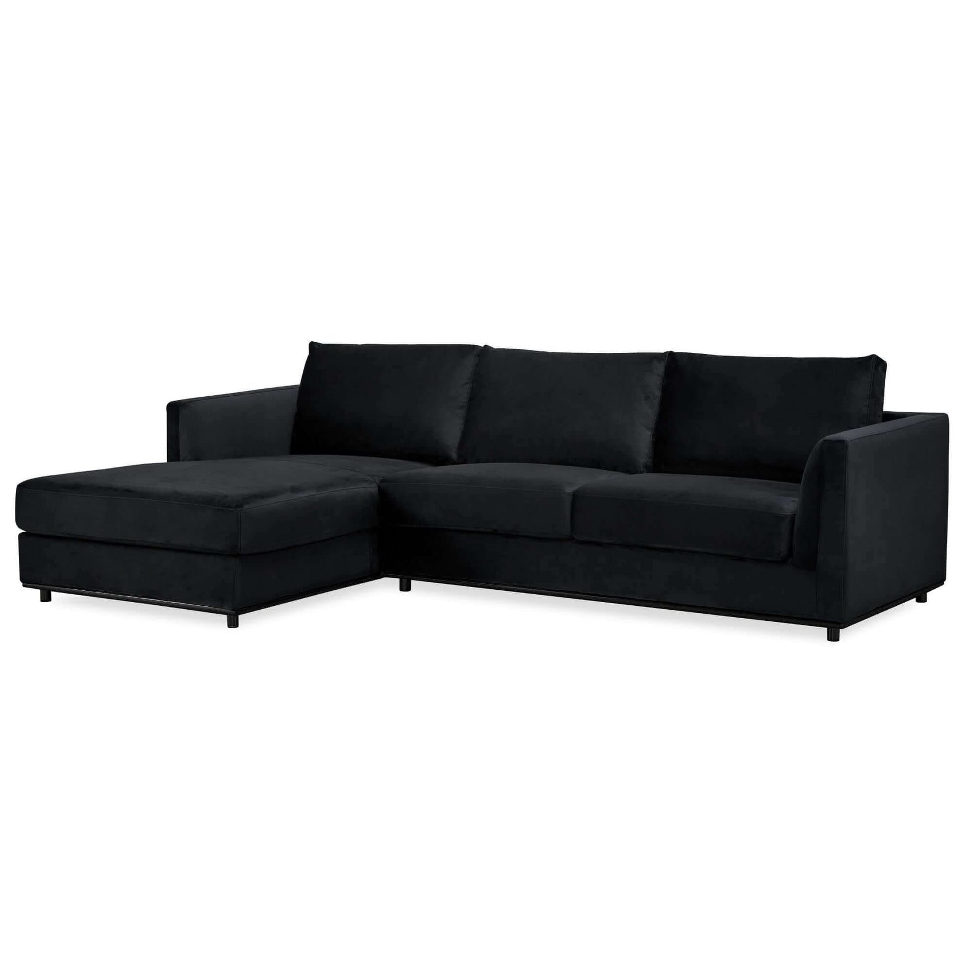 Kennedi LHF Chaise Two Seater Corner Sofa - Black