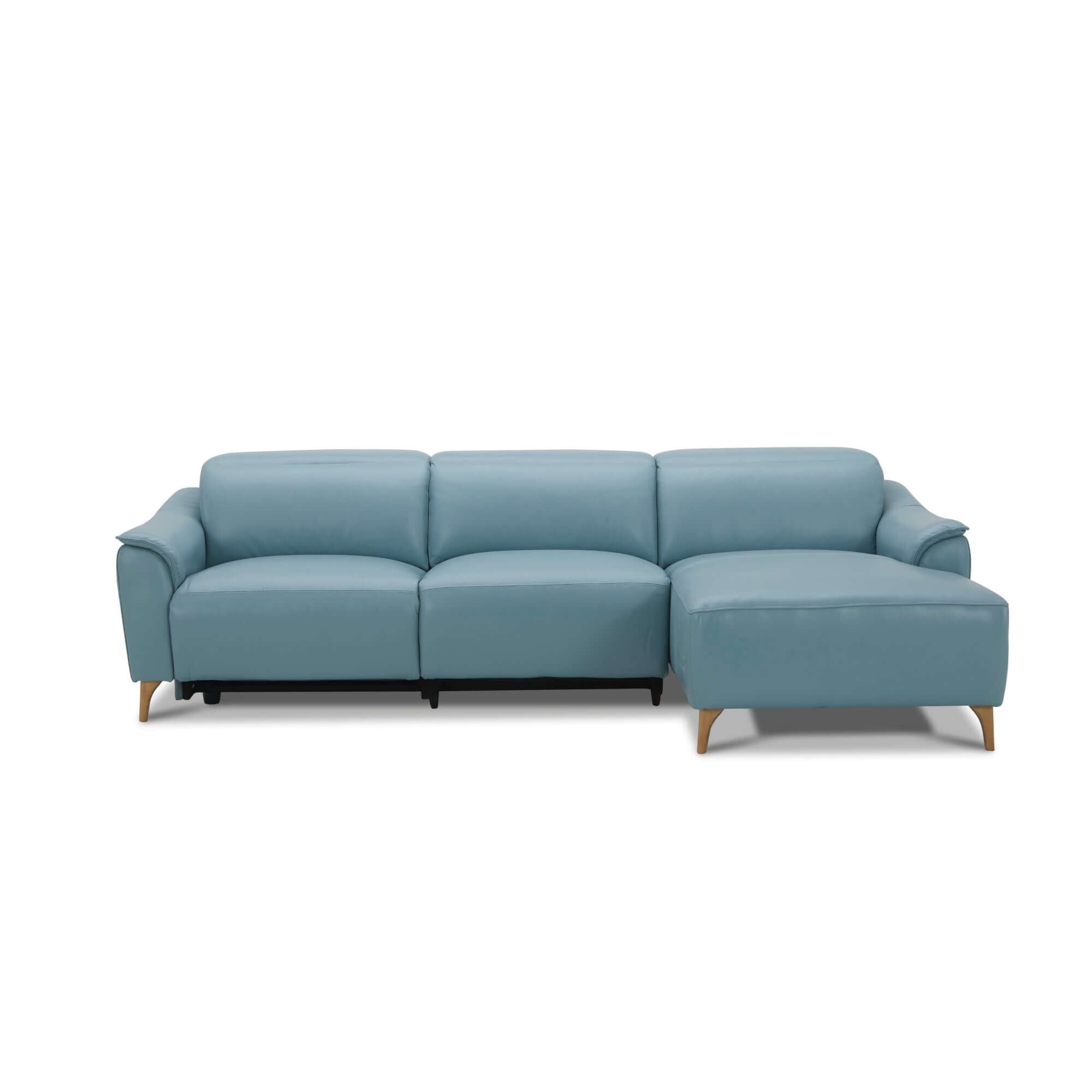 Inala Blue Leather Sofa with Electric Recliner & Chaise-Upinteriors