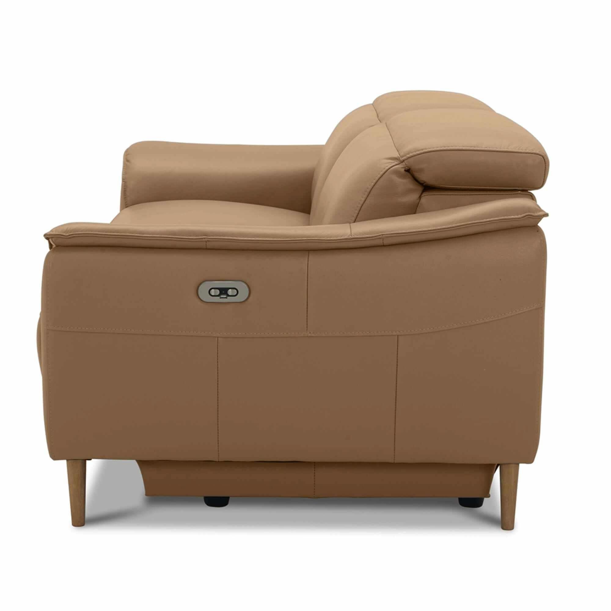 Inala Electric Powered 2.5 Seater Genuine Leather Recliner Couch - Lat