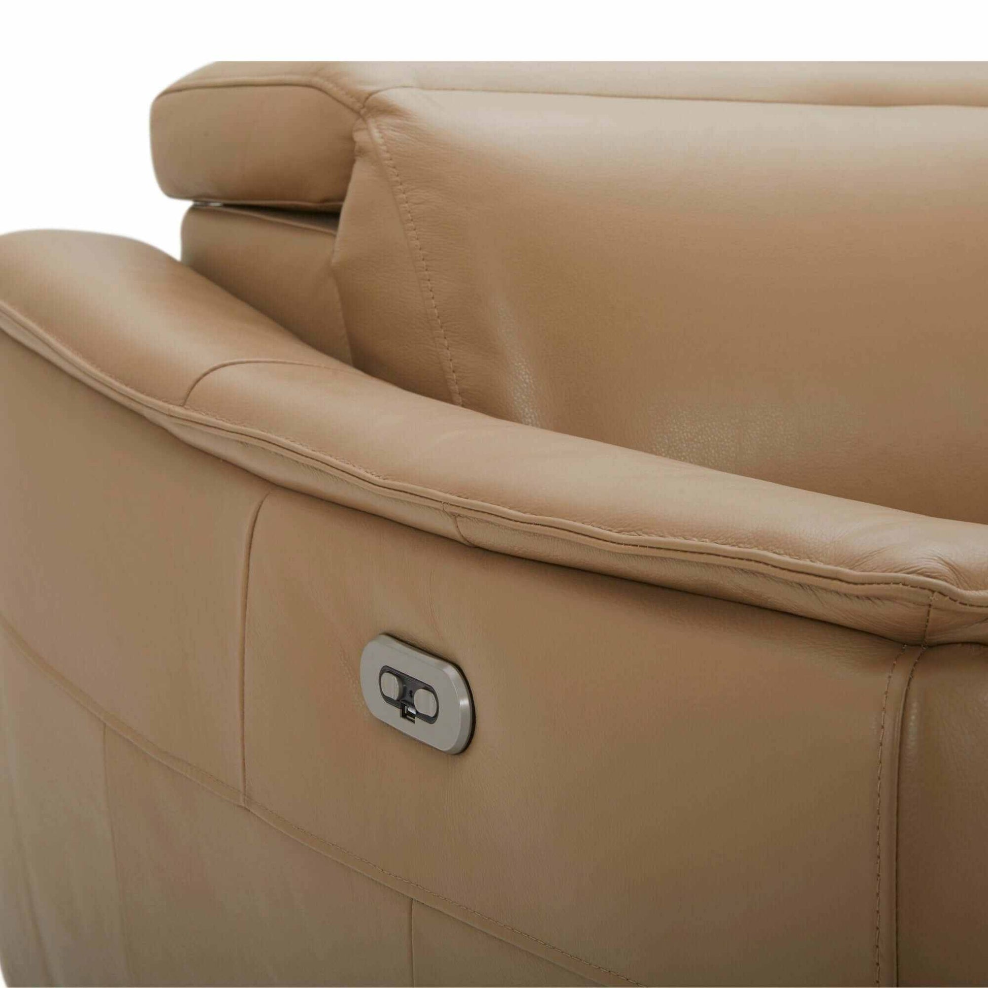 Inala 2 Seater Leather Recliner Sofa Electric Powered RHF Chaise - Lat