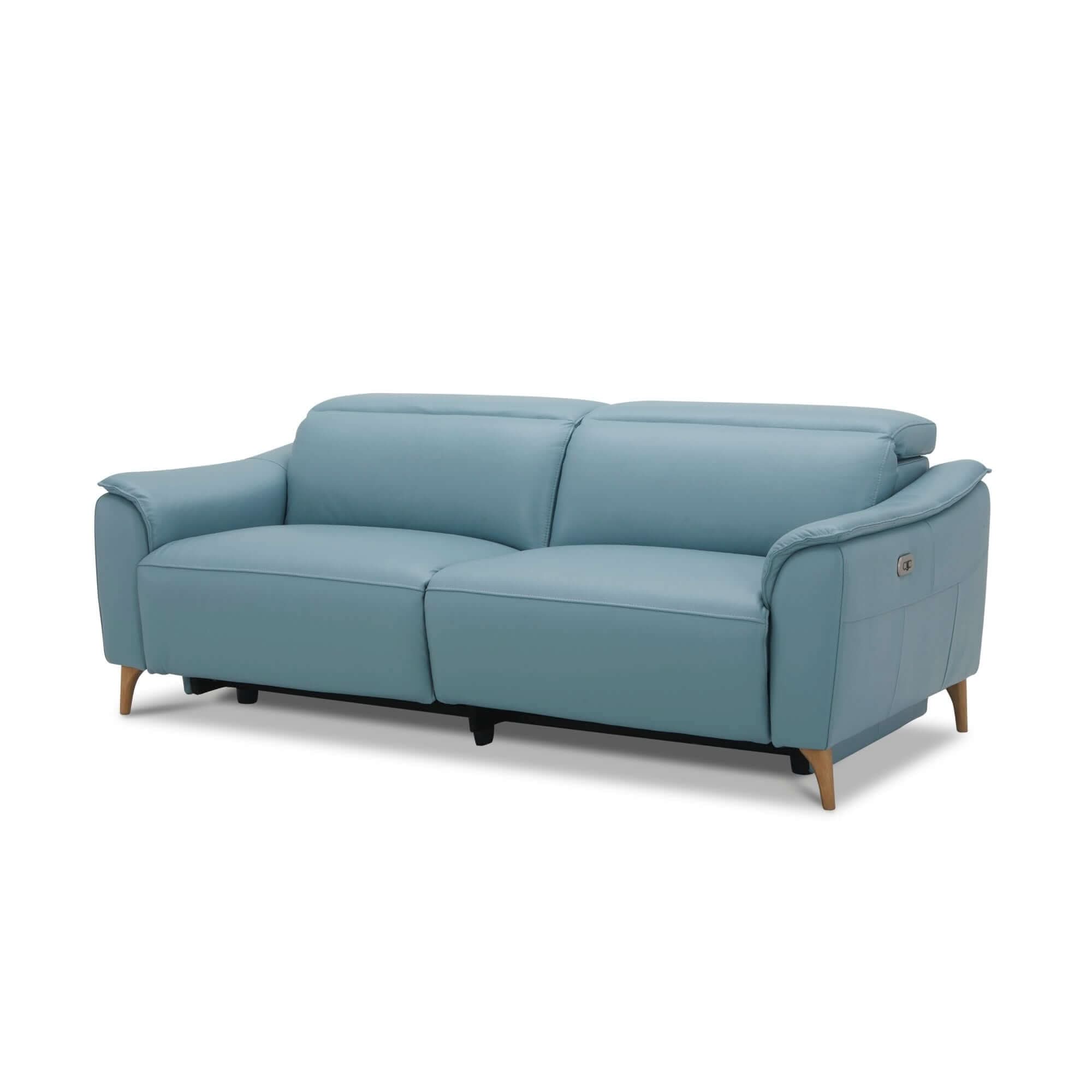 Inala 2.5 Seater Genuine Leather Electric Power Reclining Sofa - Blue