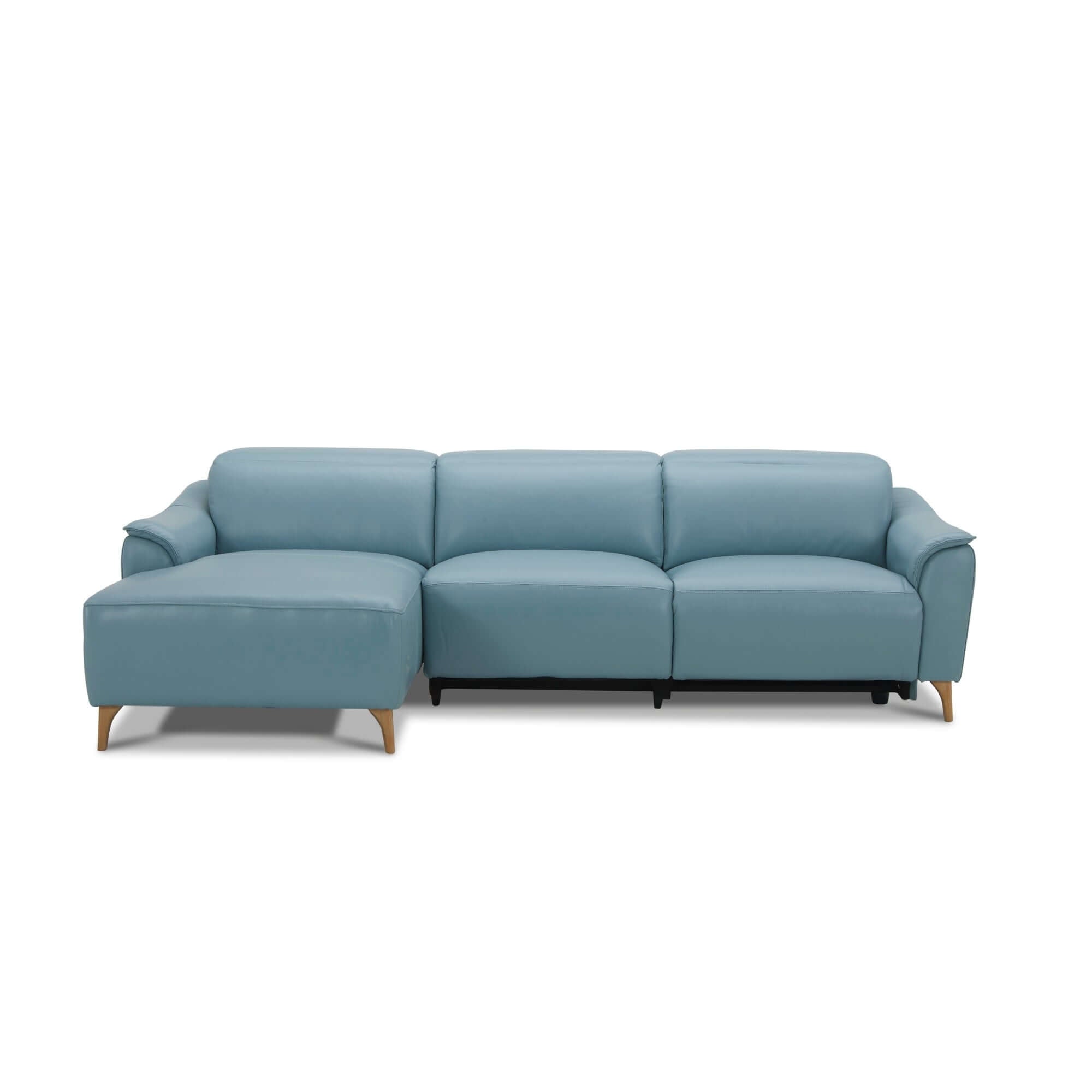 Inala Leather Sofa Lounge with Electric Recliner - Blue-Upinteriors