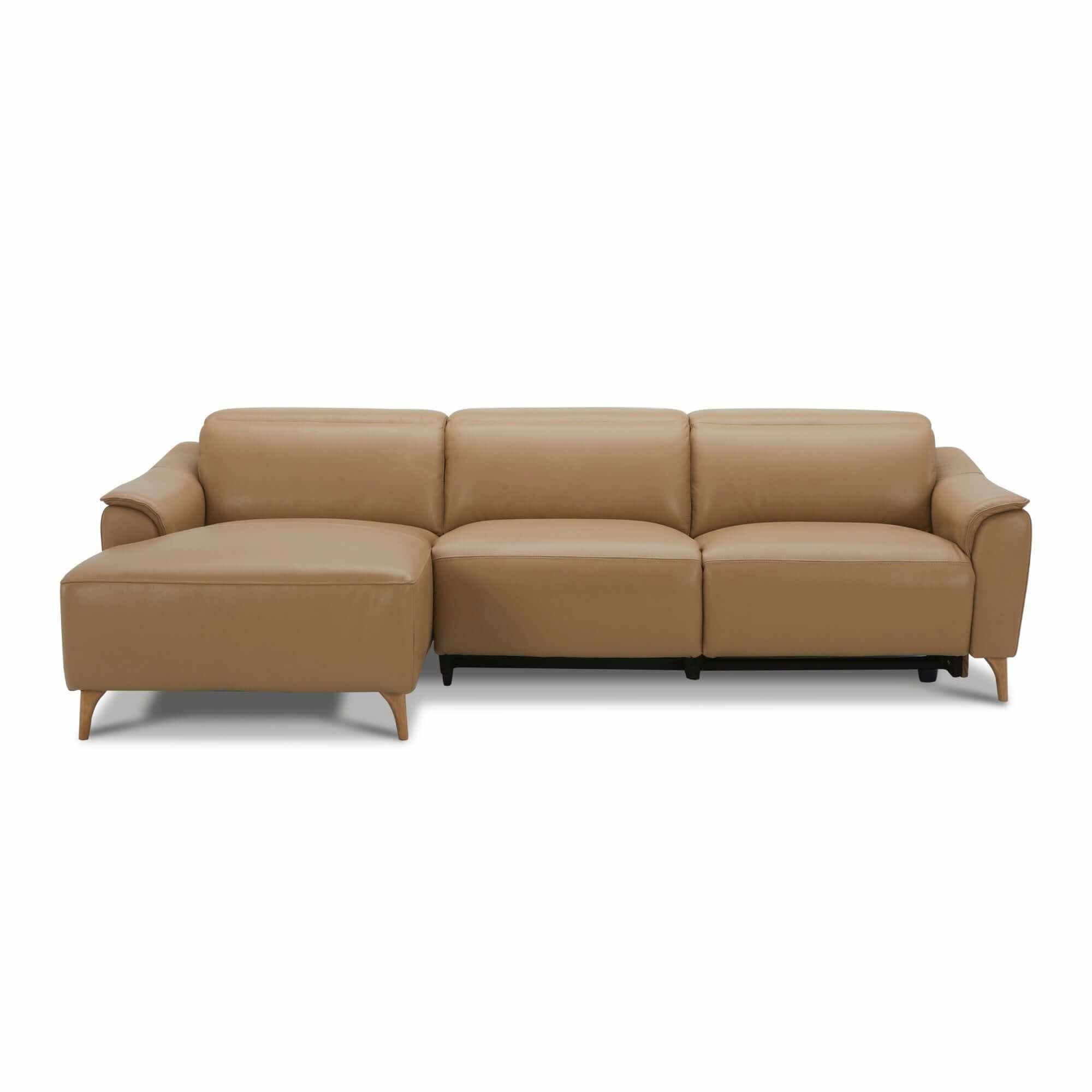 Inala 2 Seater Leather Recliner Sofa Electric Powered LHF Chaise - Lat