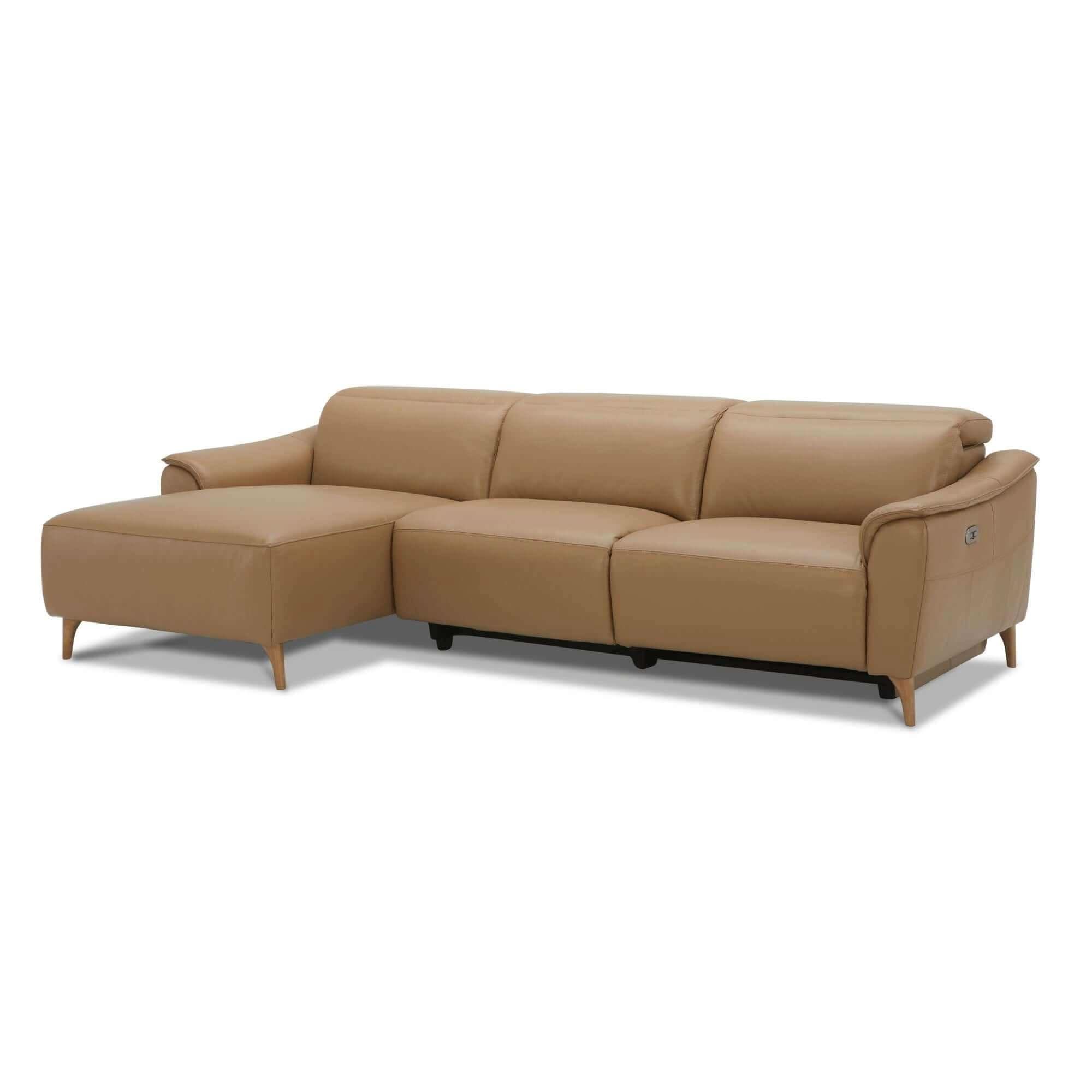 Inala 2 Seater Leather Recliner Sofa Electric Powered LHF Chaise - Lat