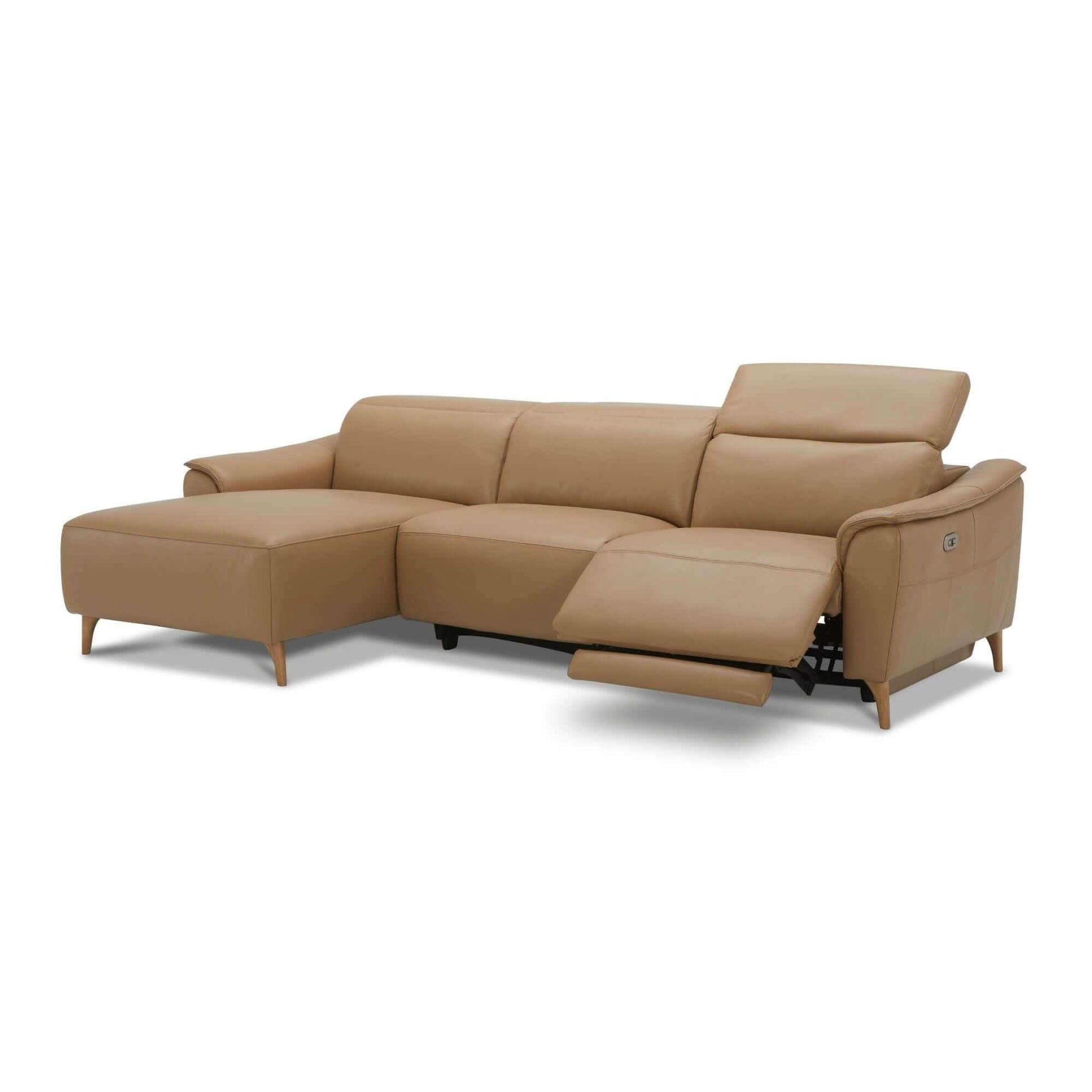 Inala 2 Seater Leather Recliner Sofa Electric Powered LHF Chaise - Lat