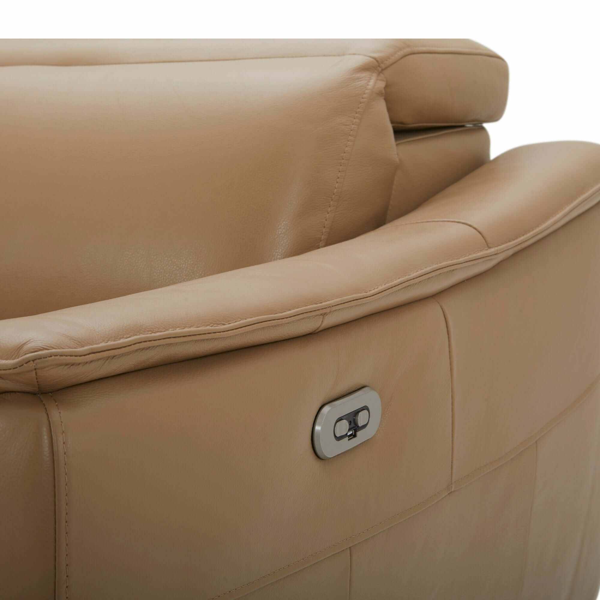 Inala 2 Seater Leather Recliner Sofa Electric Powered LHF Chaise - Lat