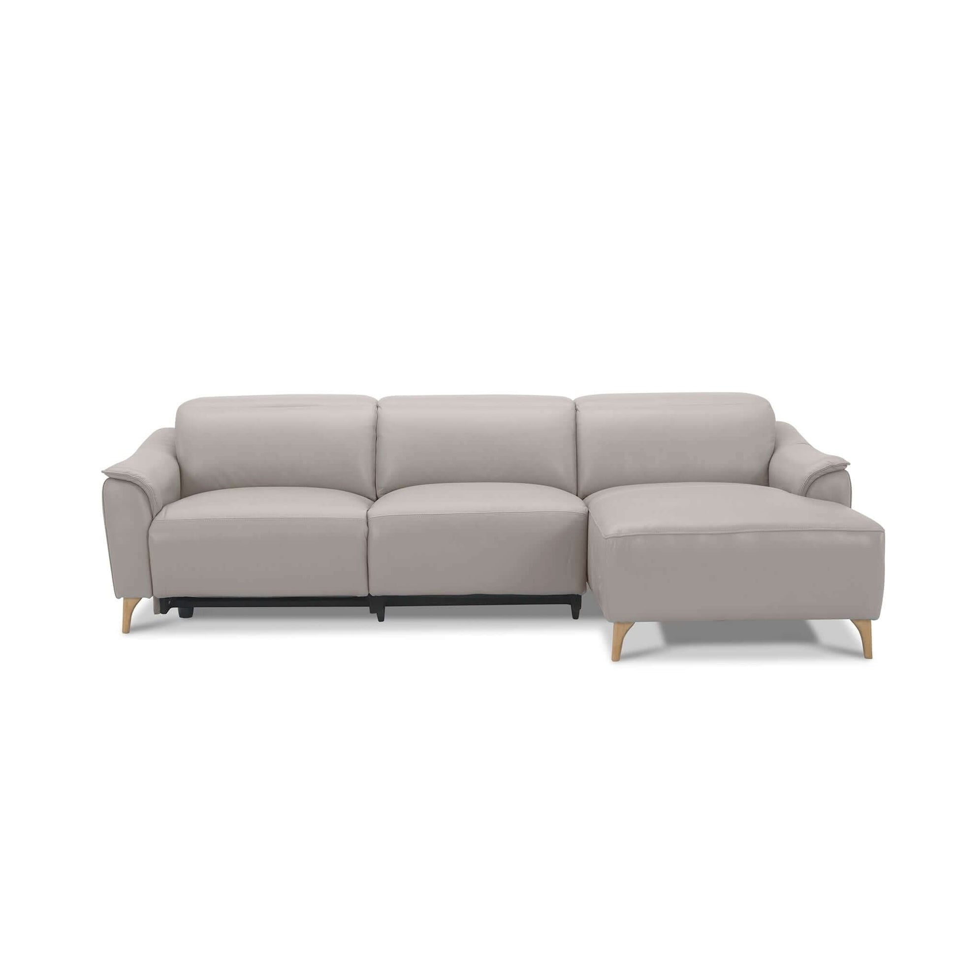 Inala 2 Seater Genuine Leather Electric Recliner RHF Chaise - Light Gr