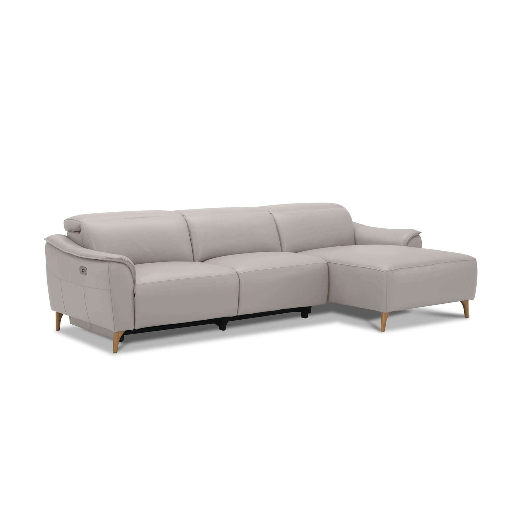Inala 2 Seater Genuine Leather Electric Recliner RHF Chaise - Light Gr