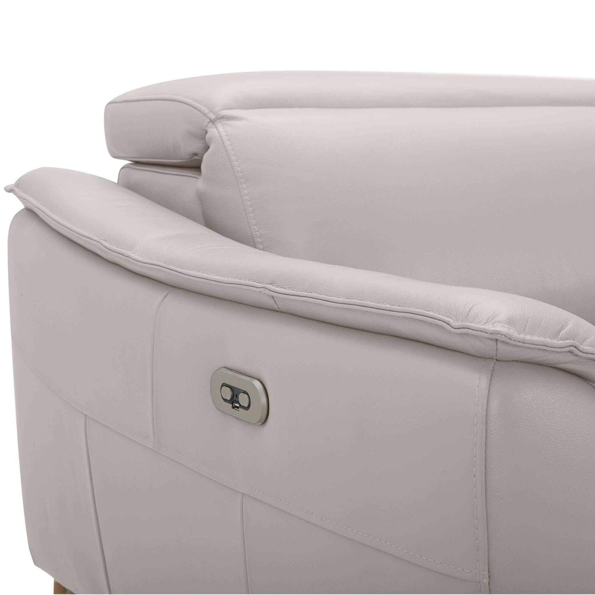 Inala 2 Seater Genuine Leather Electric Recliner RHF Chaise - Light Gr