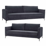 McKinley 3 + 4 Seater Sofa Set Fabric Upholstered Couch - Charcoal