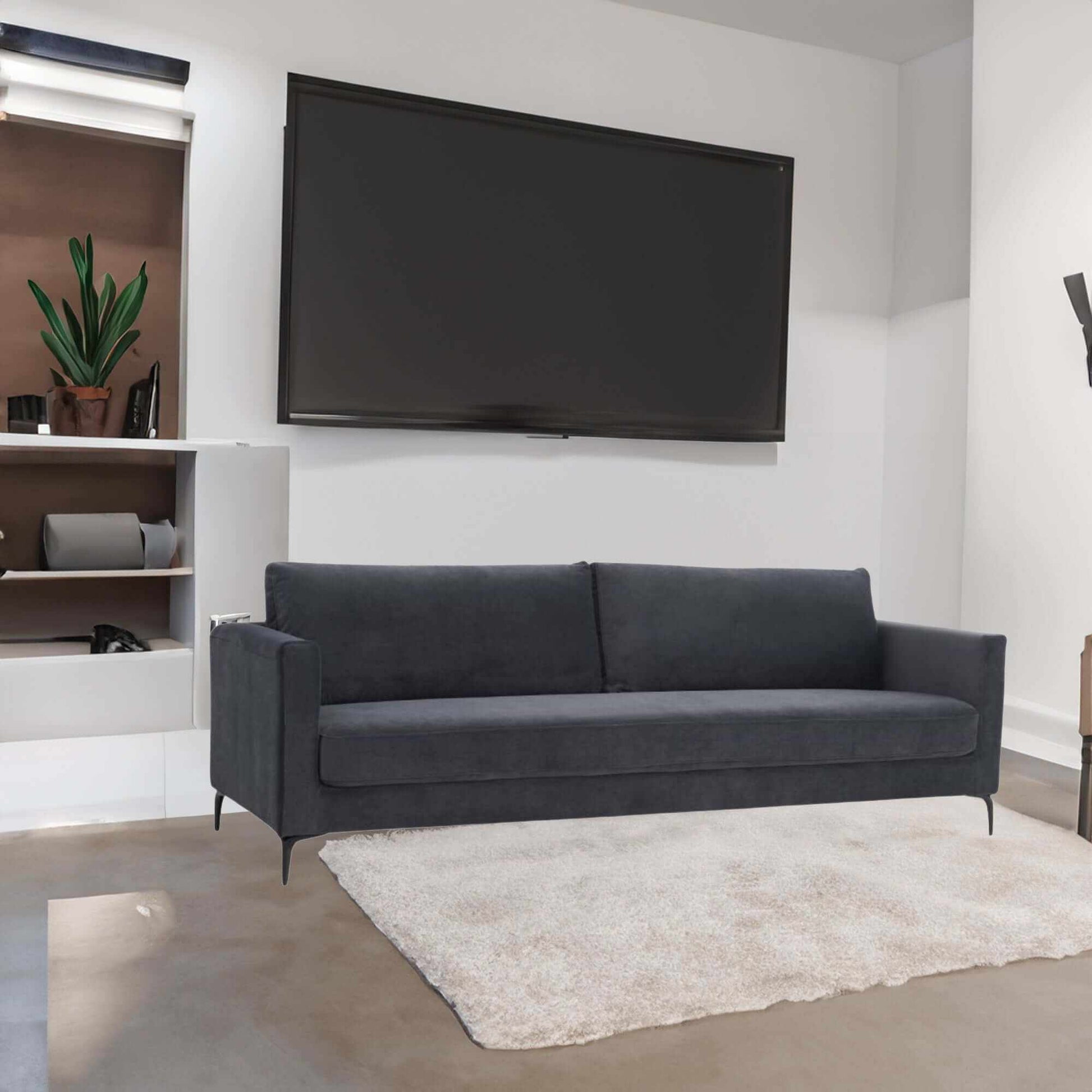 McKinley Fabric Upholstered 3 Seater Charcoal Sofa