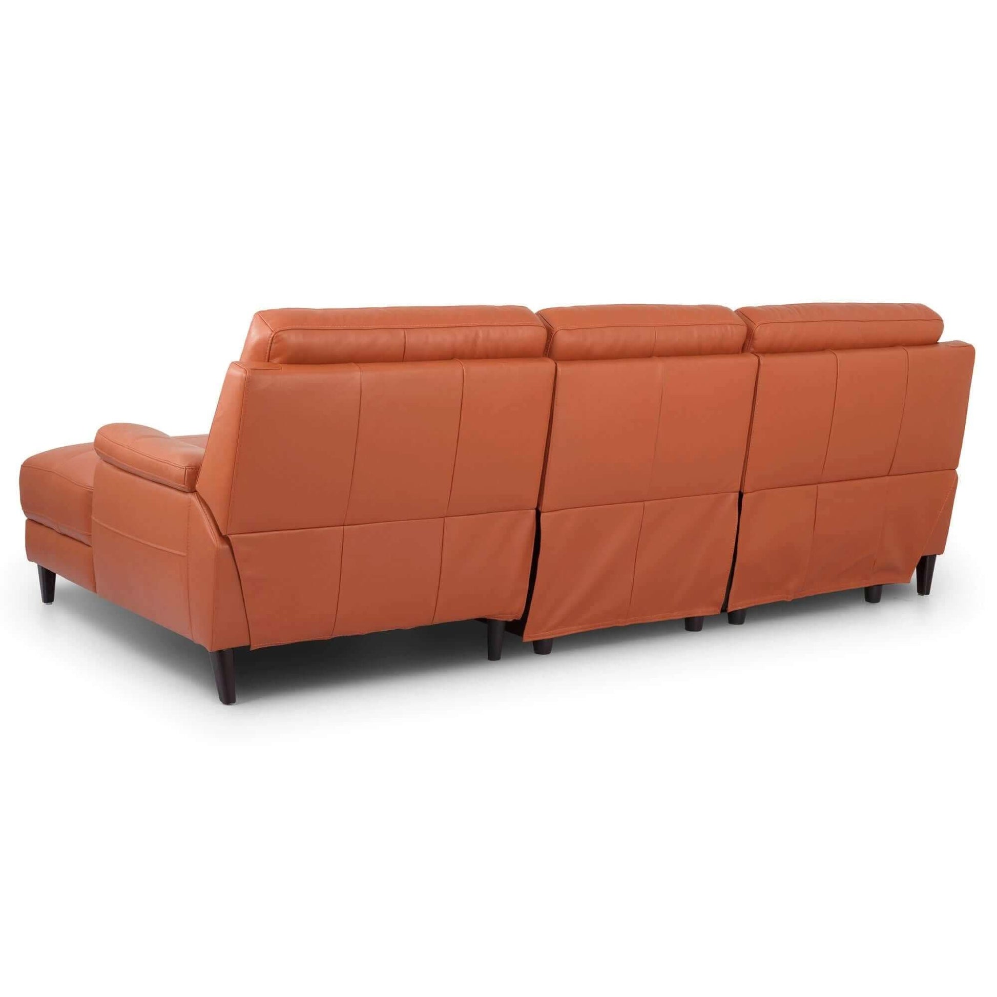 Ella 3 Seater Genuine Leather Sofa Recliner RHF Chaise - Tan