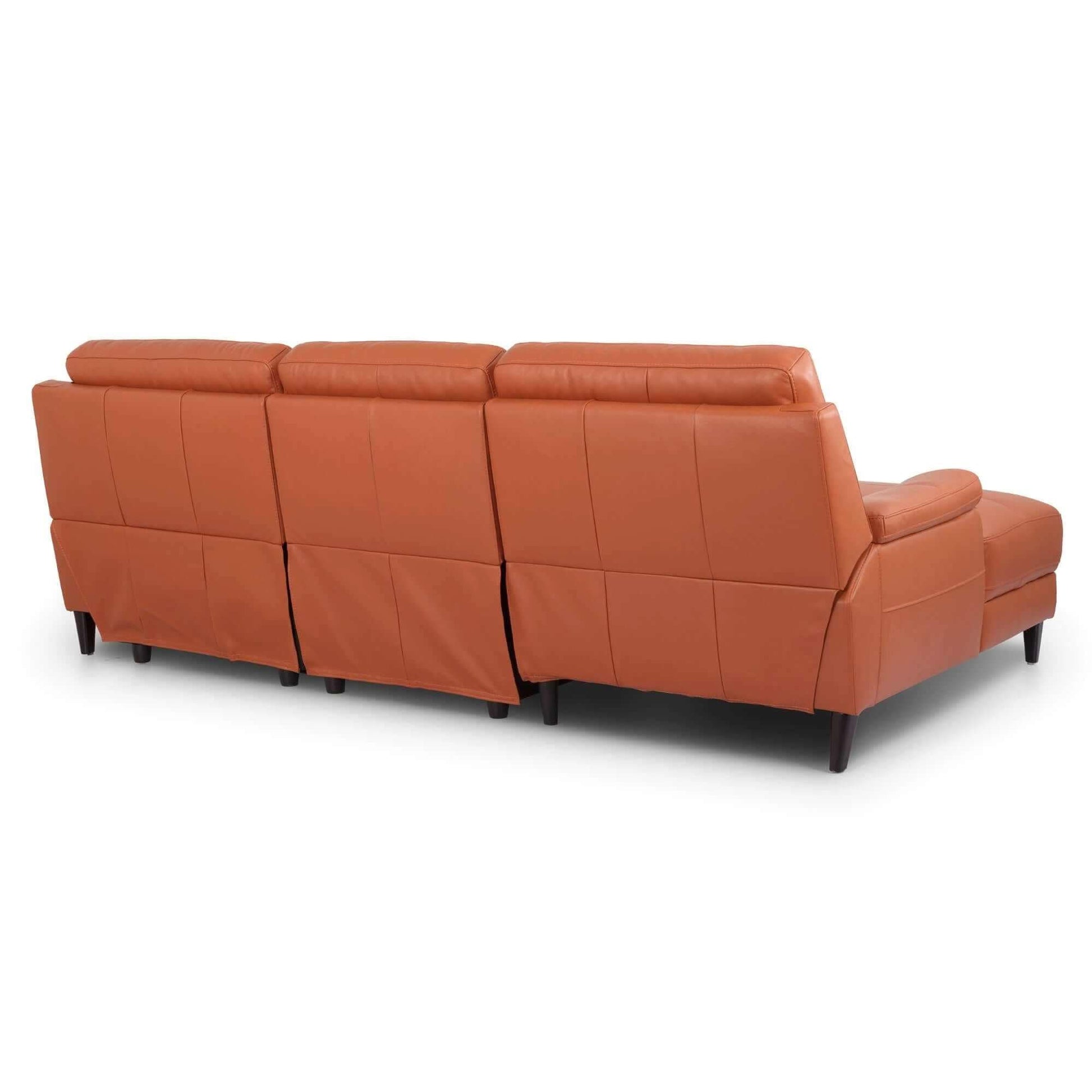 Ella 3 Seater Leather Recliner Sofa LHF Chaise with USB Port - Tan