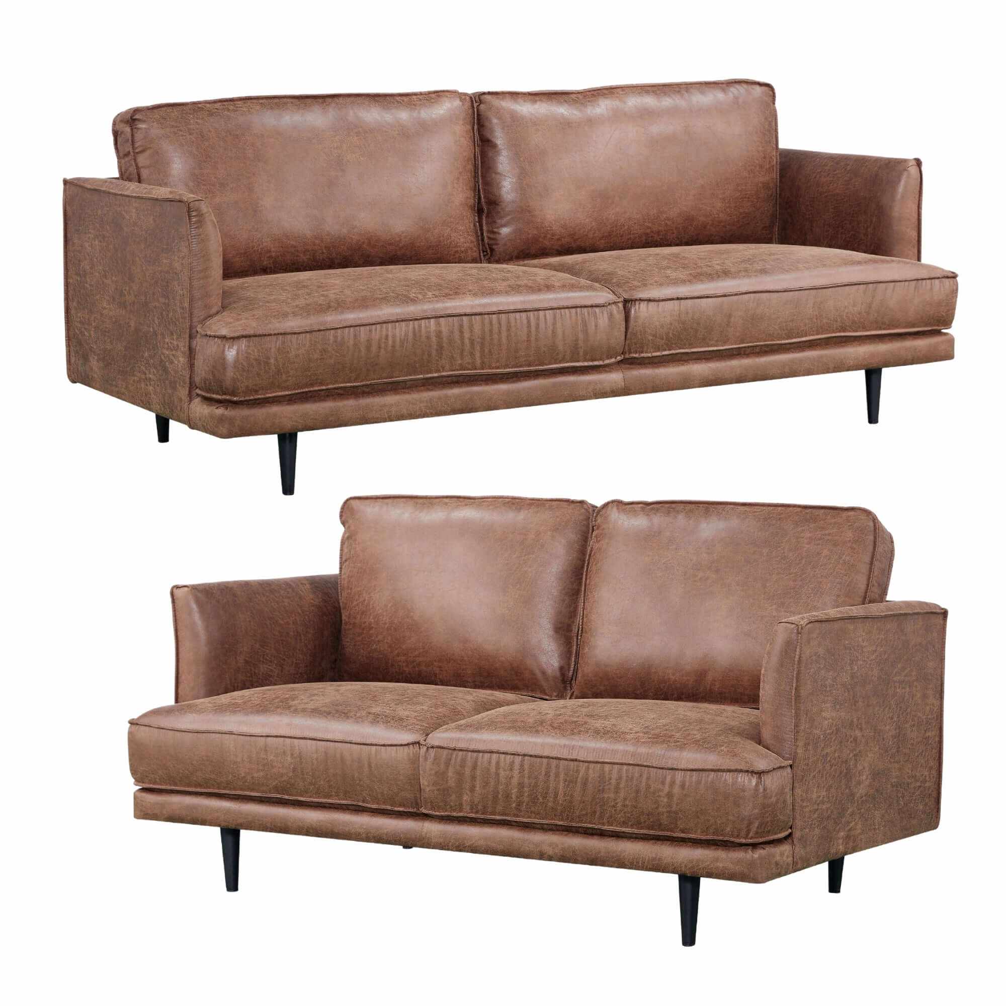 Rosie 2 + 3 Seater Mid Century Sofa Set Fabric Upholstered Lounge