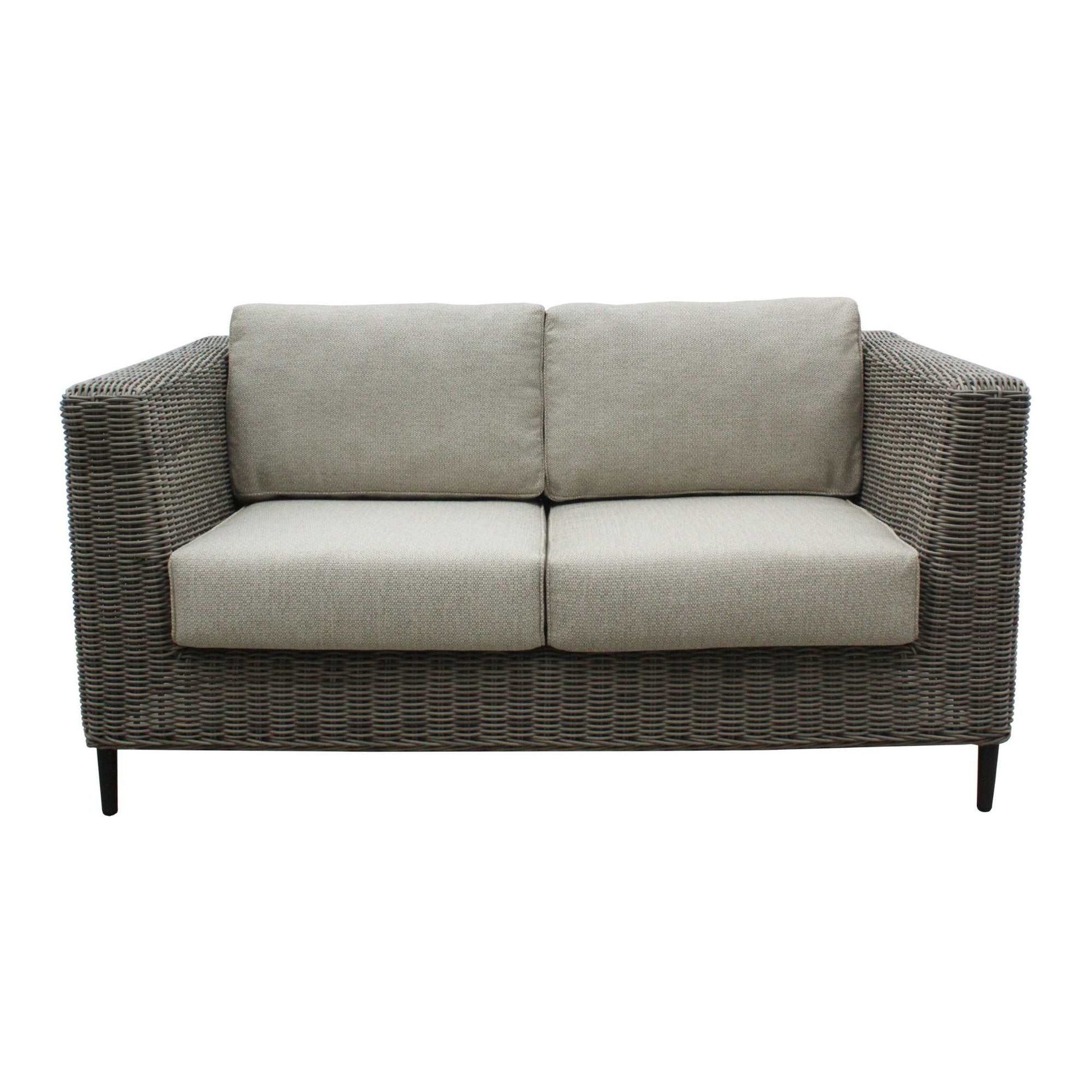 Lara 2 Seater Outdoor Sofa Wicker Lounge - Light Grey