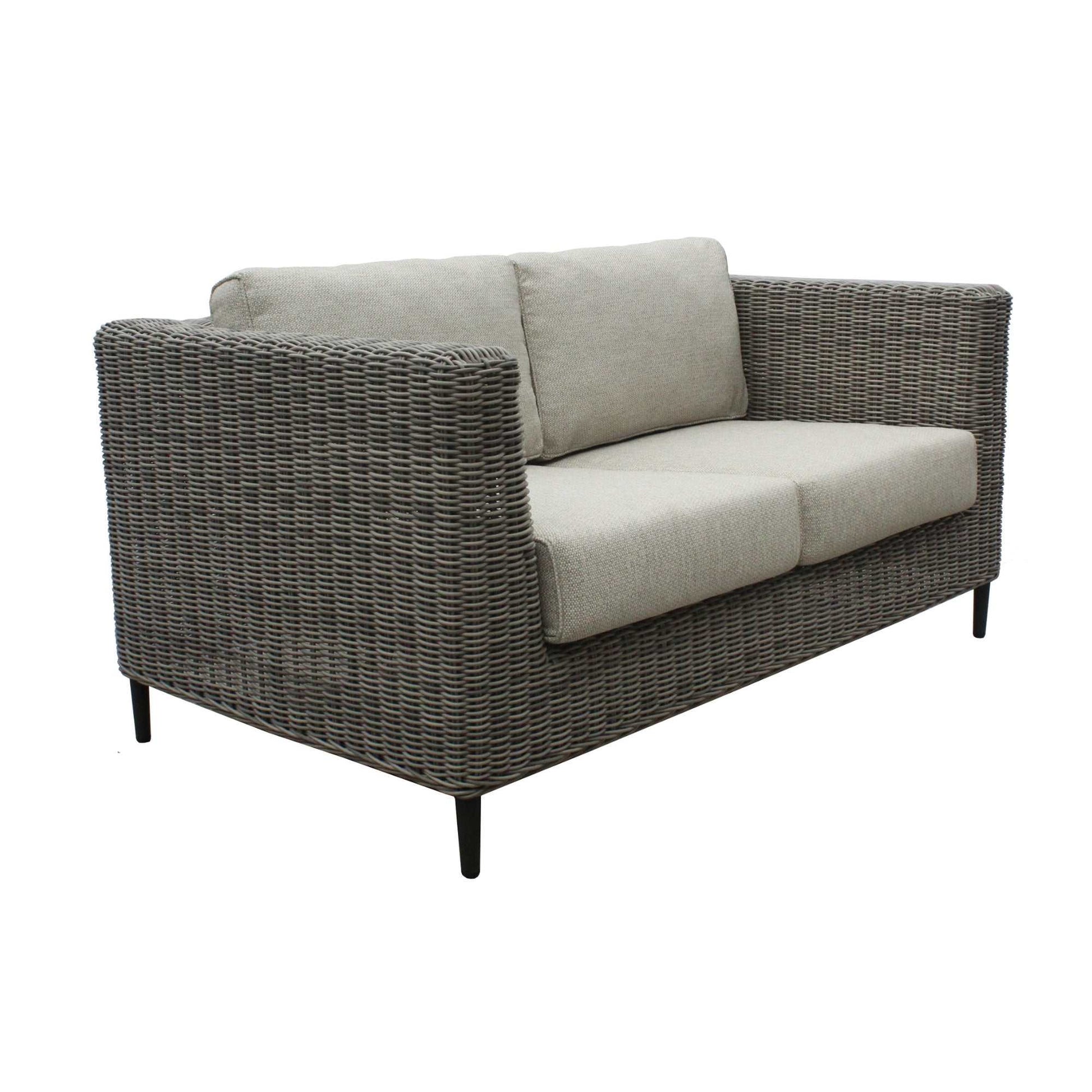 Lara 2 Seater Outdoor Sofa Wicker Lounge - Light Grey