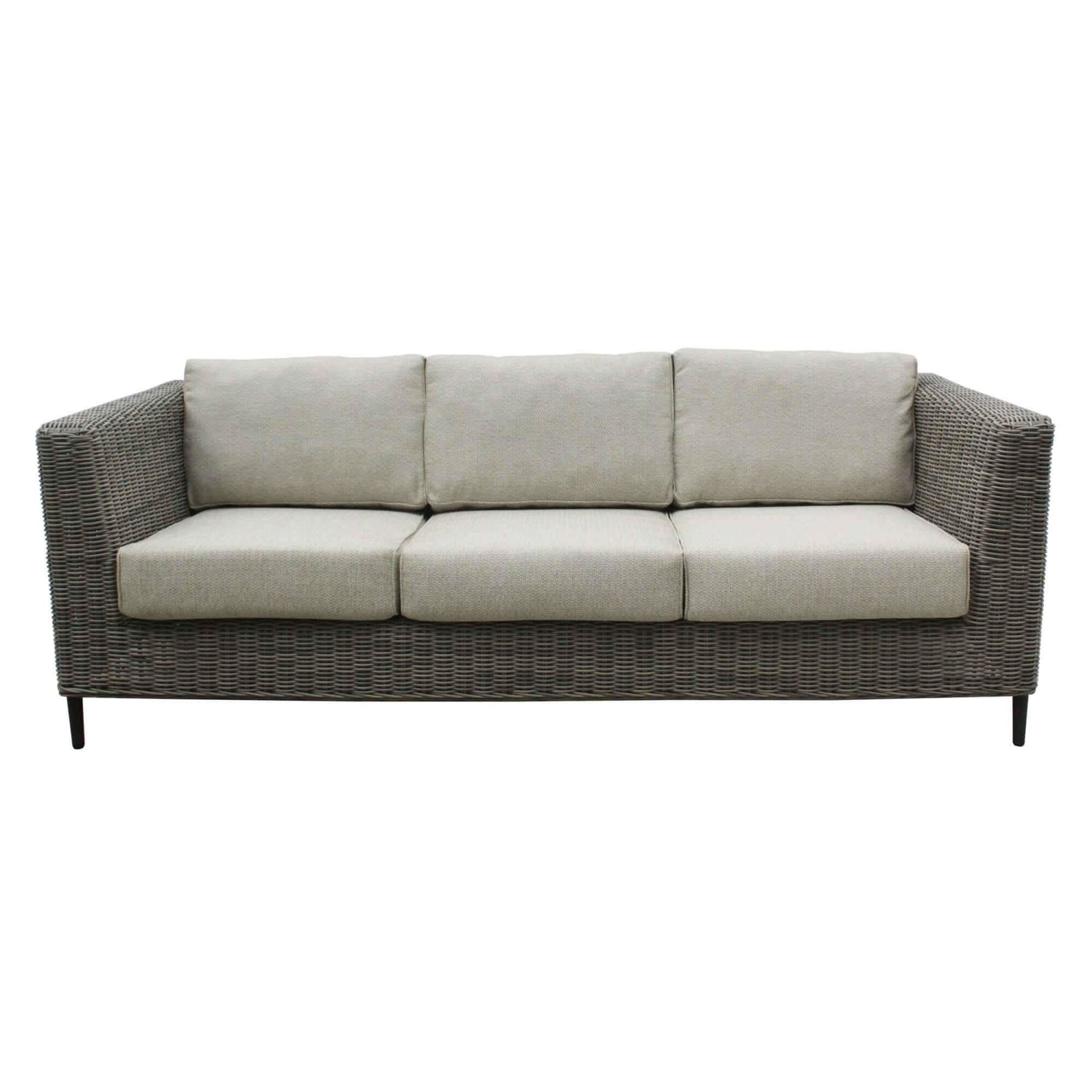 Lara 3 Seater Rattan Garden Sofa - Light Grey