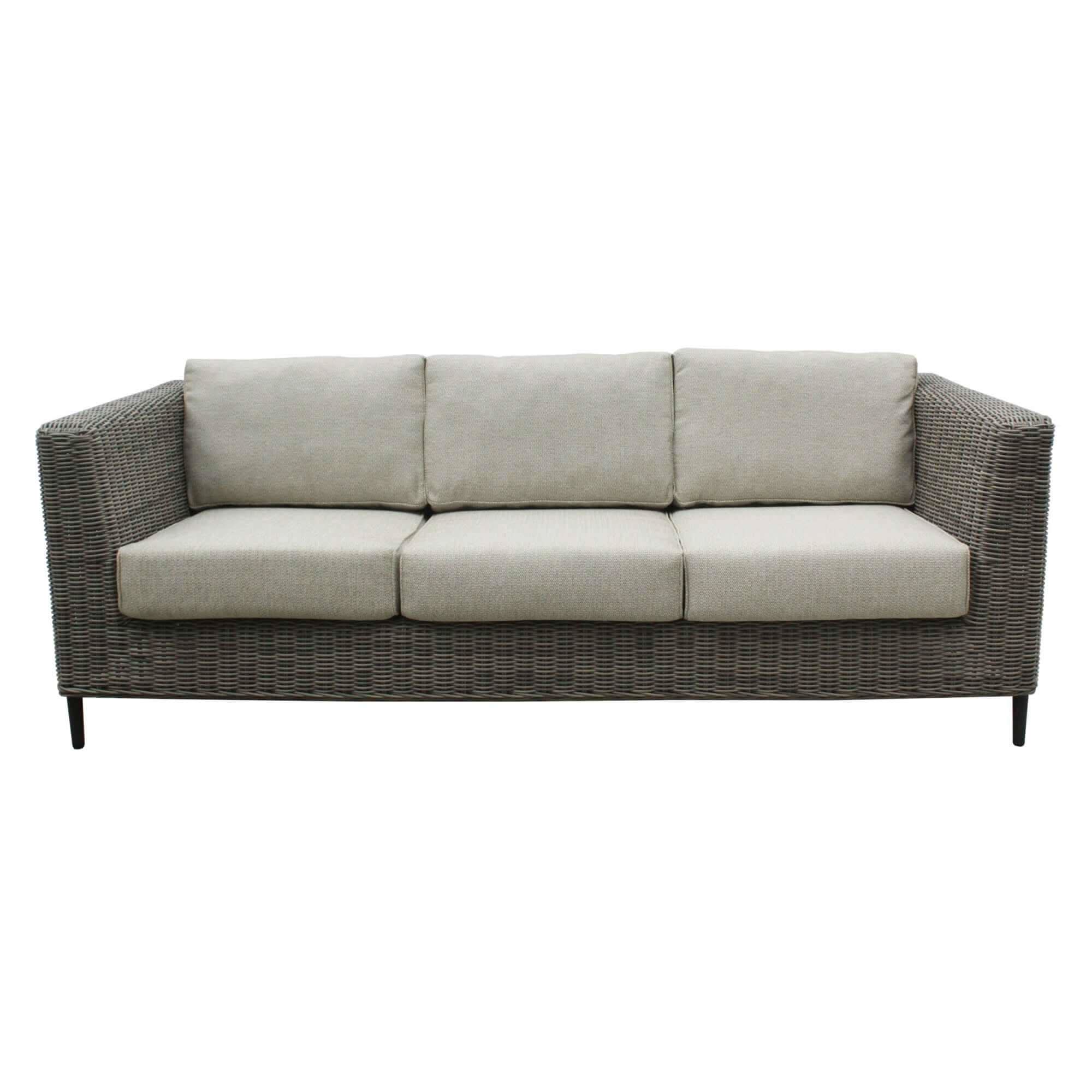 Lara 3 Seater Rattan Garden Sofa - Light Grey