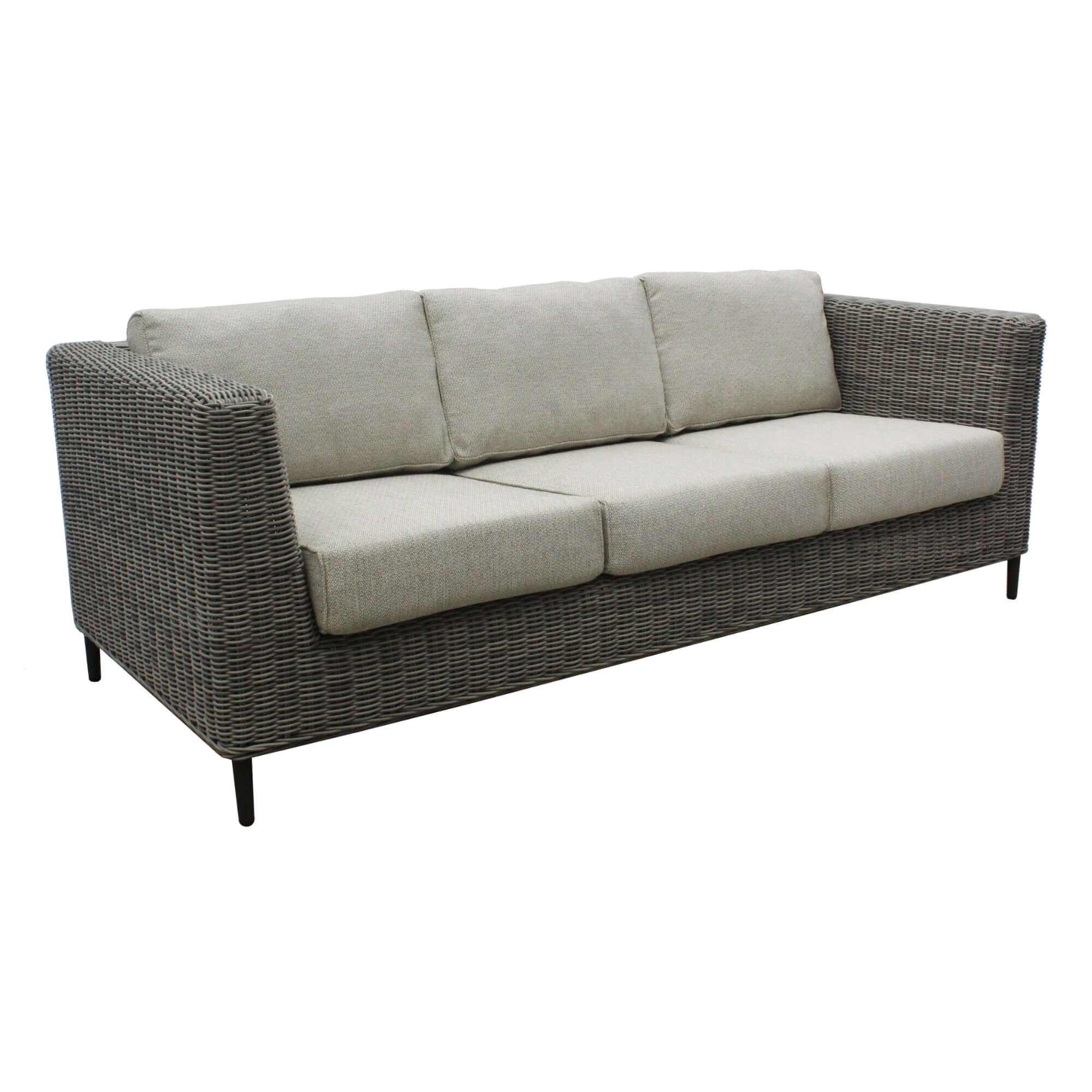 Lara 3 Seater Rattan Garden Sofa - Light Grey