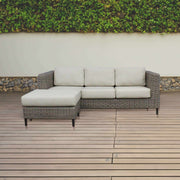Lara 3 Seater Outdoor Rattan Reversible Chaise Sofa - Light Grey