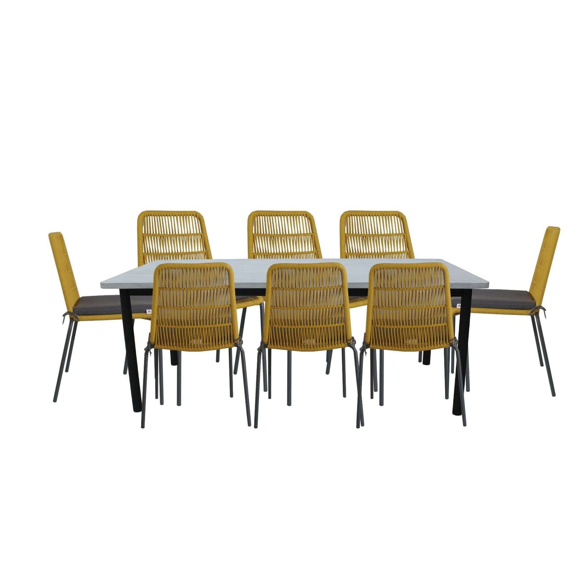 Lara 240cm Glass Concrete Top Garden Table And Chairs Set
