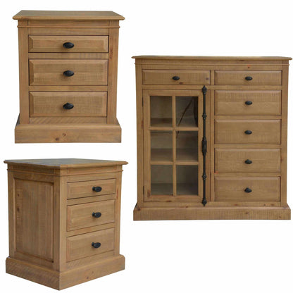 Jade Set of 2 Bedside 6 Drawer Tallboy French Provincial Bedroom Set -