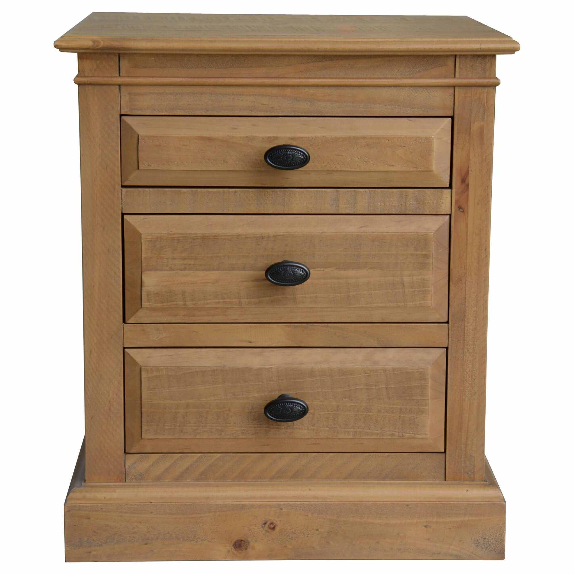 Jade Bedside Tables 3 Drawers French Provincial Nightstand - Natural