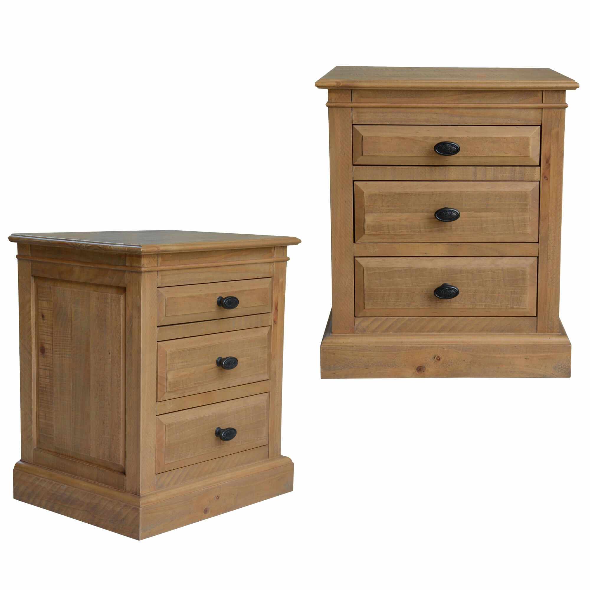 Jade 3 Drawers Nightstand Set- Natural