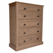 Jade Tallboy 5 Chest of Drawers Bedroom Storage Cabinet - Natural