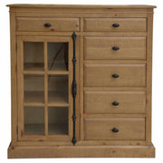 Jade 6 Drawers 1 Door Storage Cabinet Tallboy - Natural