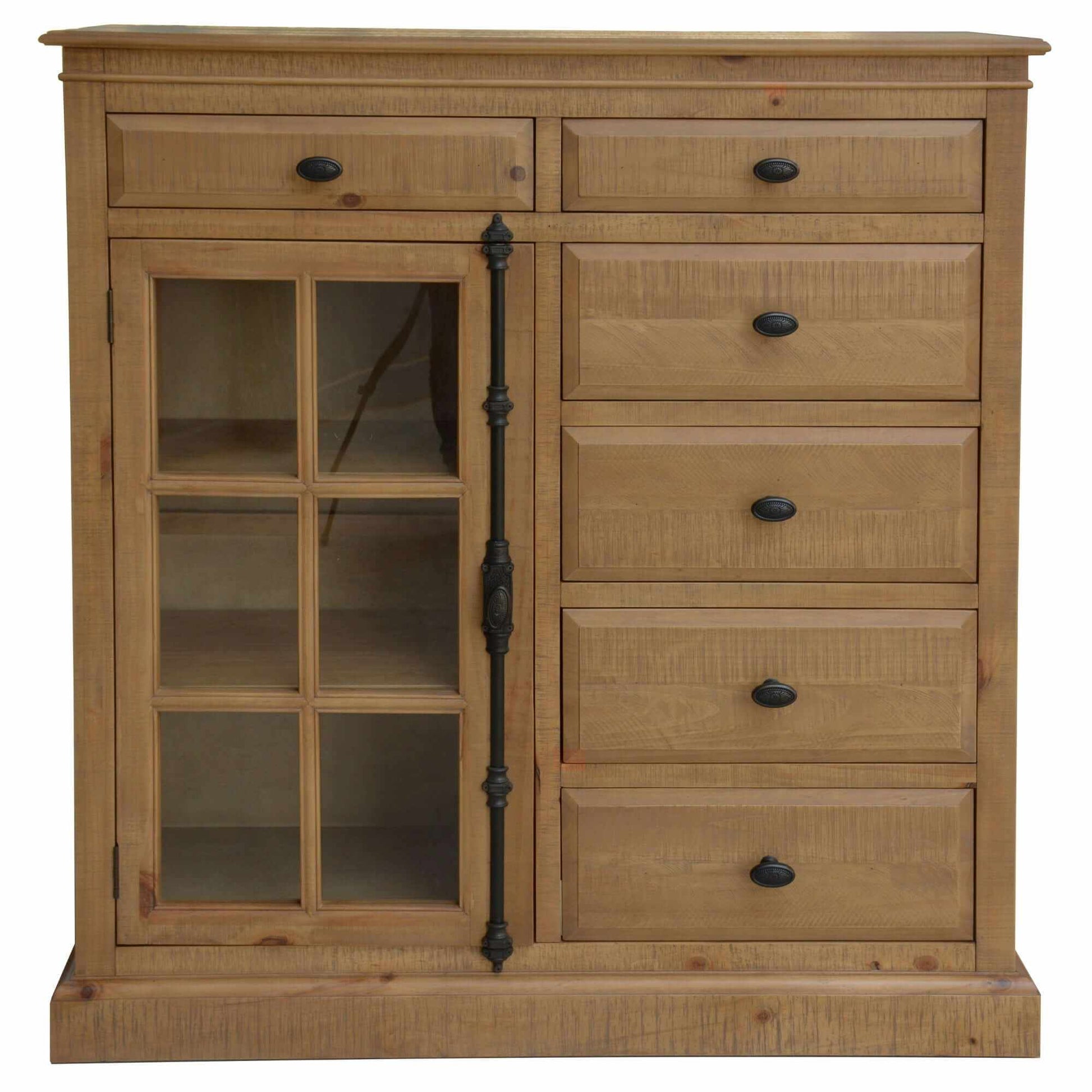Jade 6 Drawers 1 Door Storage Cabinet Tallboy - Natural