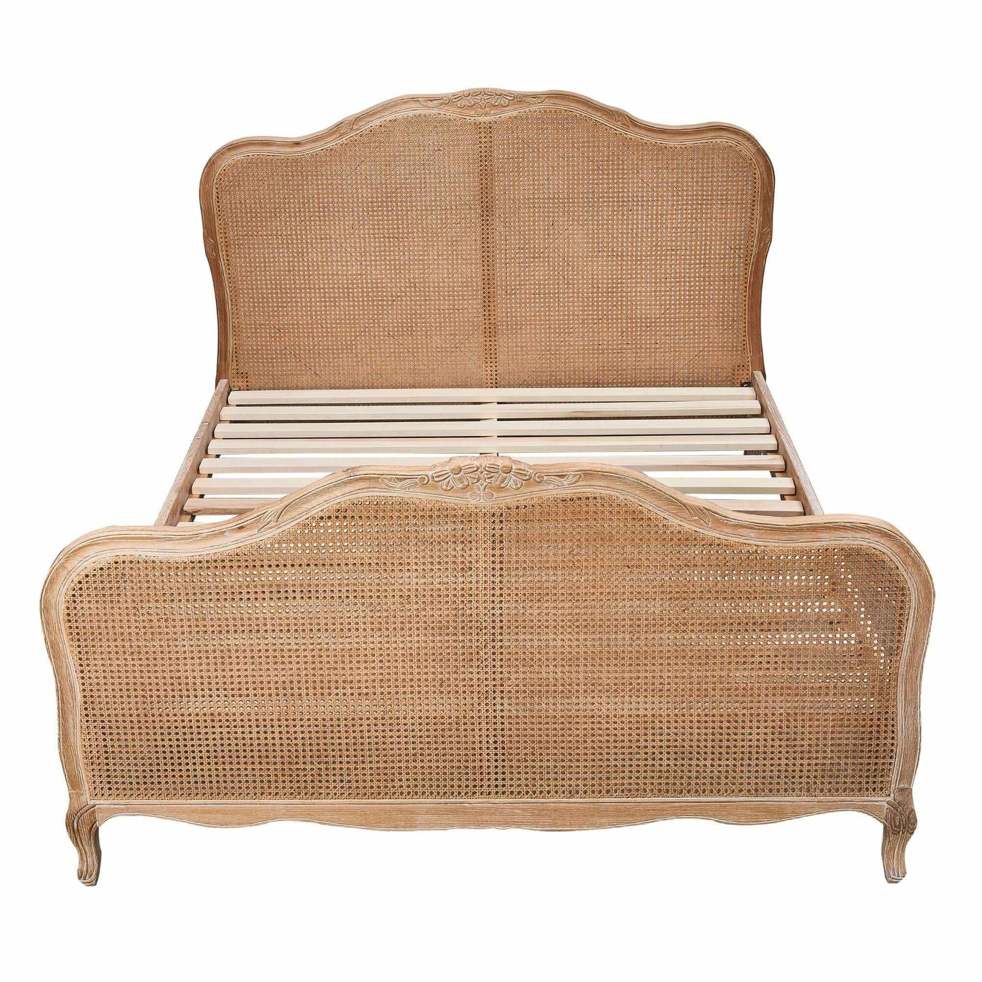 Bali French King Size Bed Frame Rattan - Oak