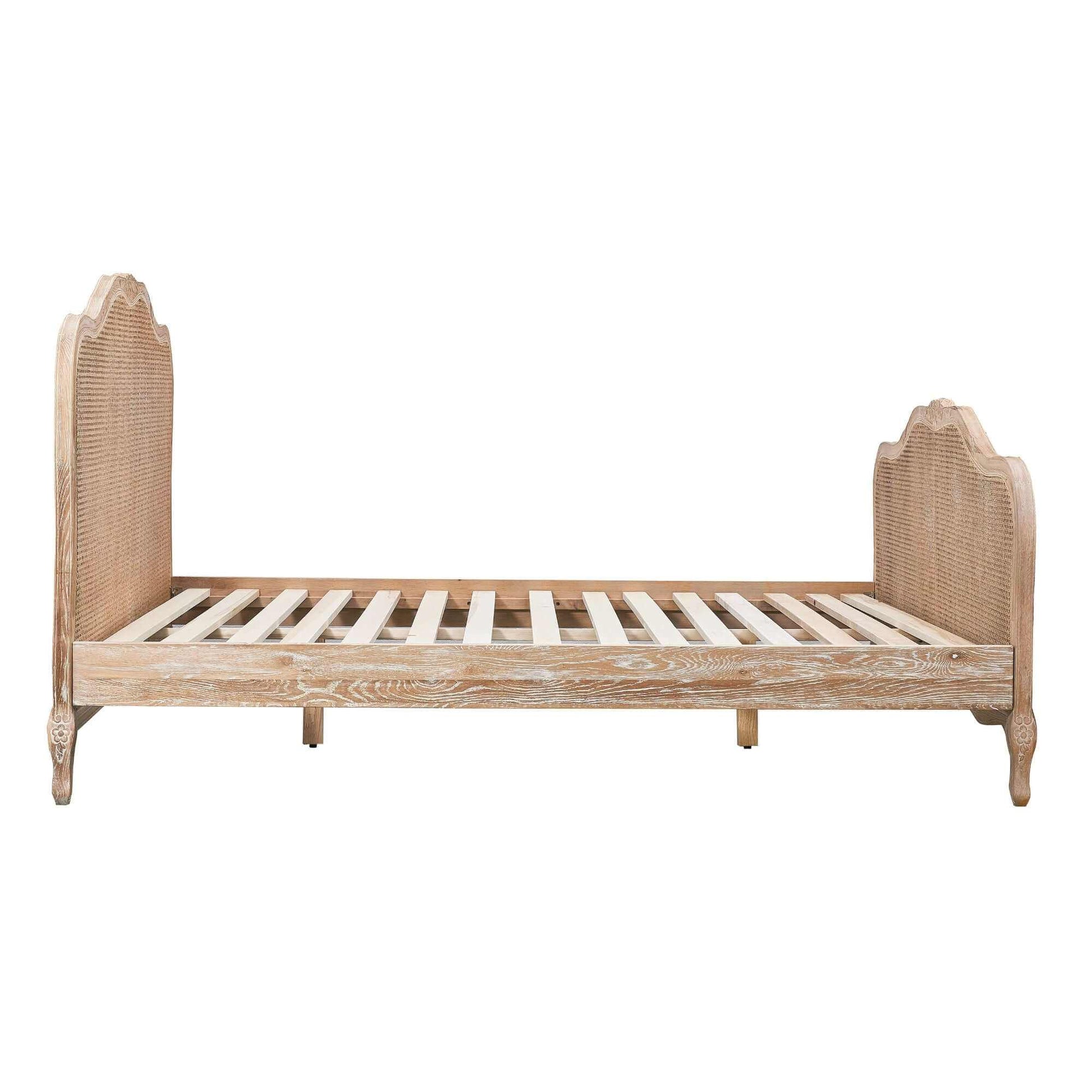 Bali French King Size Bed Frame Rattan - Oak