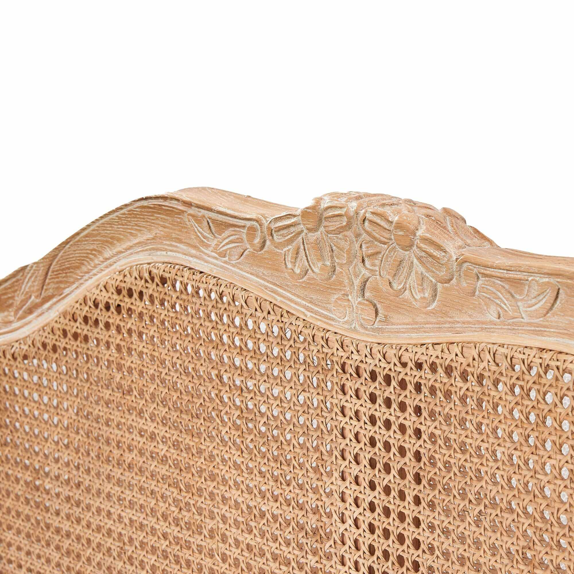 Bali French King Size Bed Frame Rattan - Oak