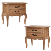 Bali 2pc Set Bedside 2 Drawers French Provincial End Table - Oak