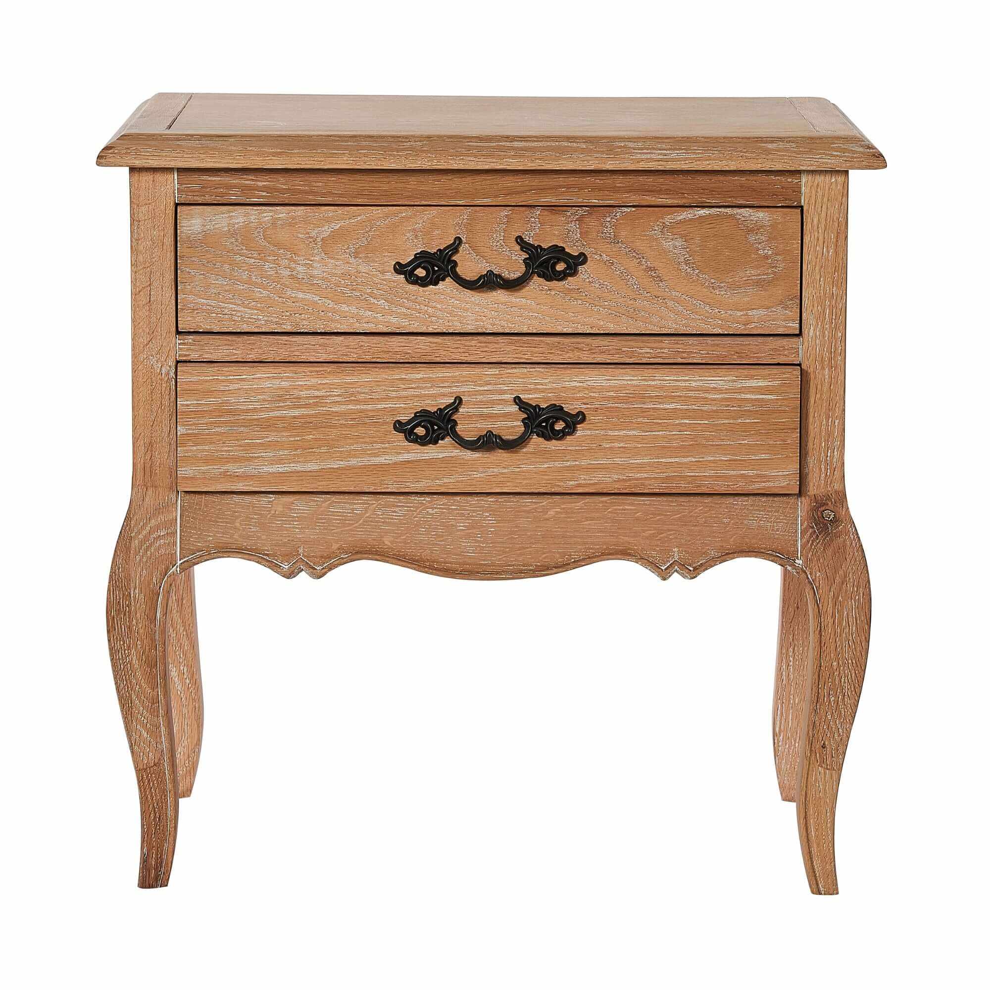 Bali 2pc Set Bedside 2 Drawers French Provincial End Table - Oak