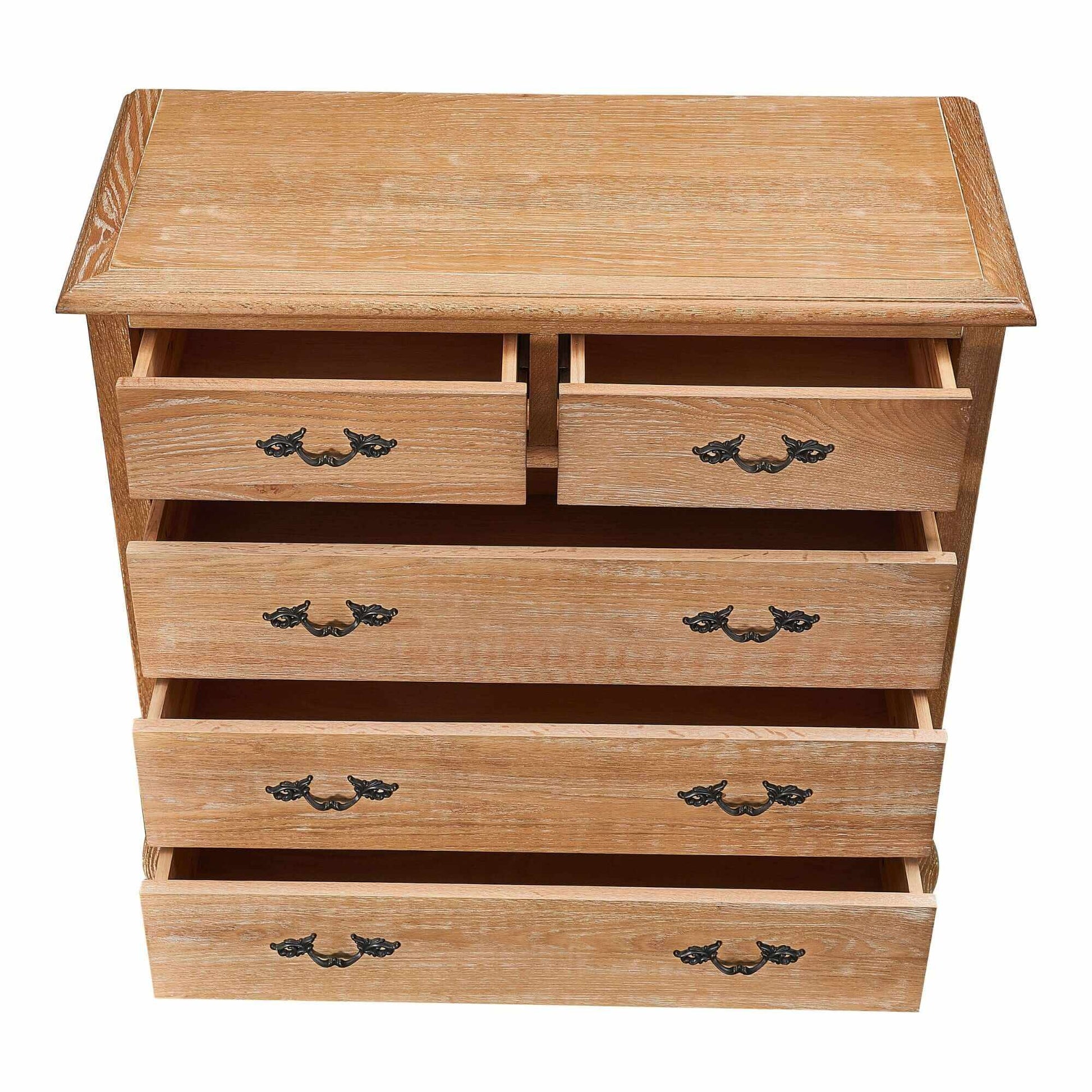 Bali Tallboy 5 Drawer Chest of Drawers Storage Cabinet