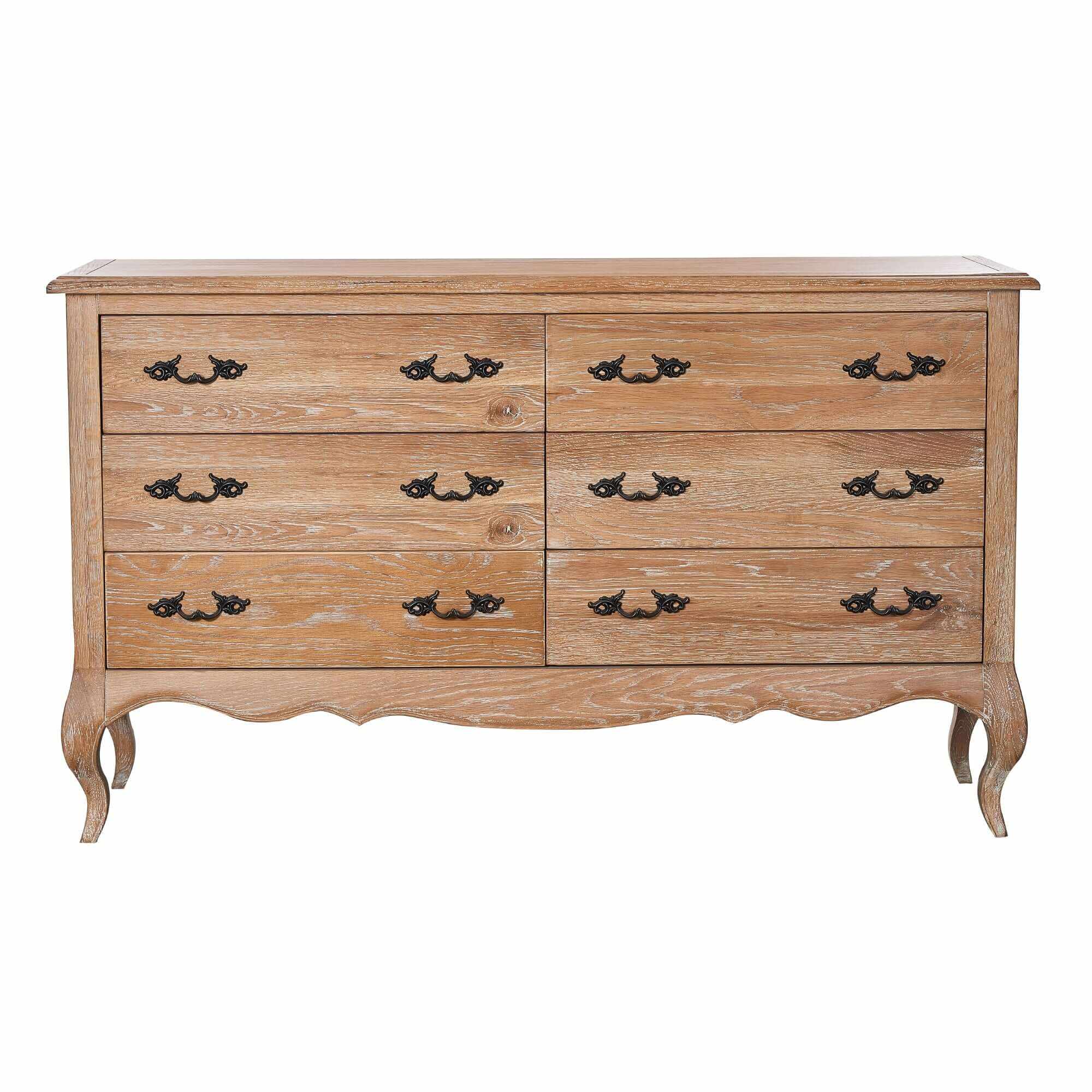 Bali Oak Dresser 6 Drawer Chest