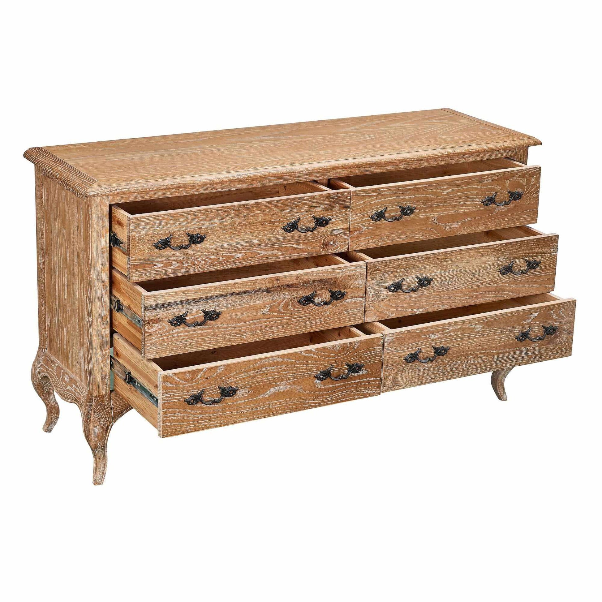 Bali Oak Dresser 6 Drawer Chest