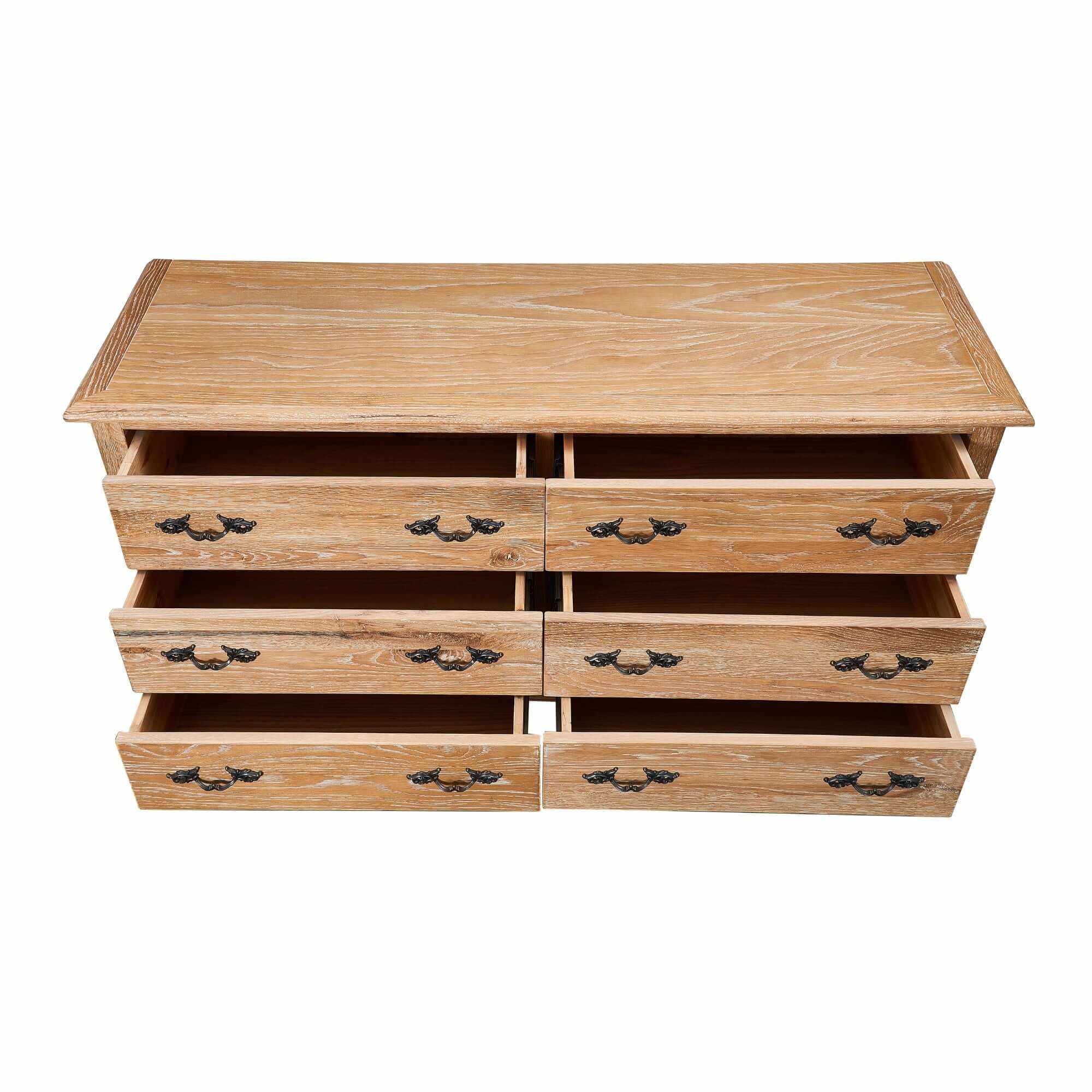 Bali Oak Dresser 6 Drawer Chest