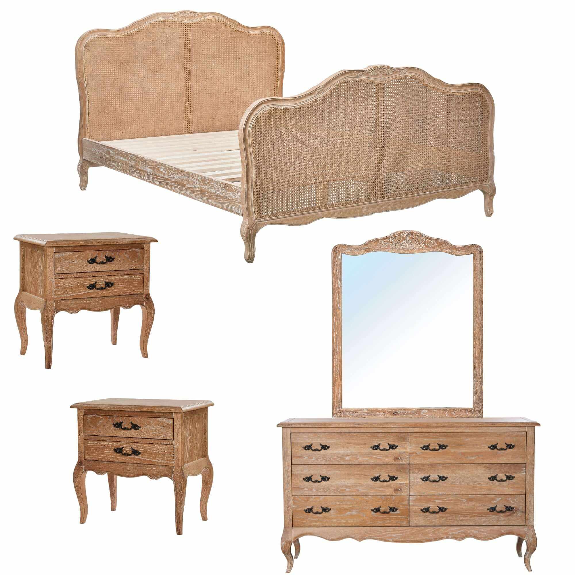 Bali 5pc Rattan Oak Bedroom Sets Queen