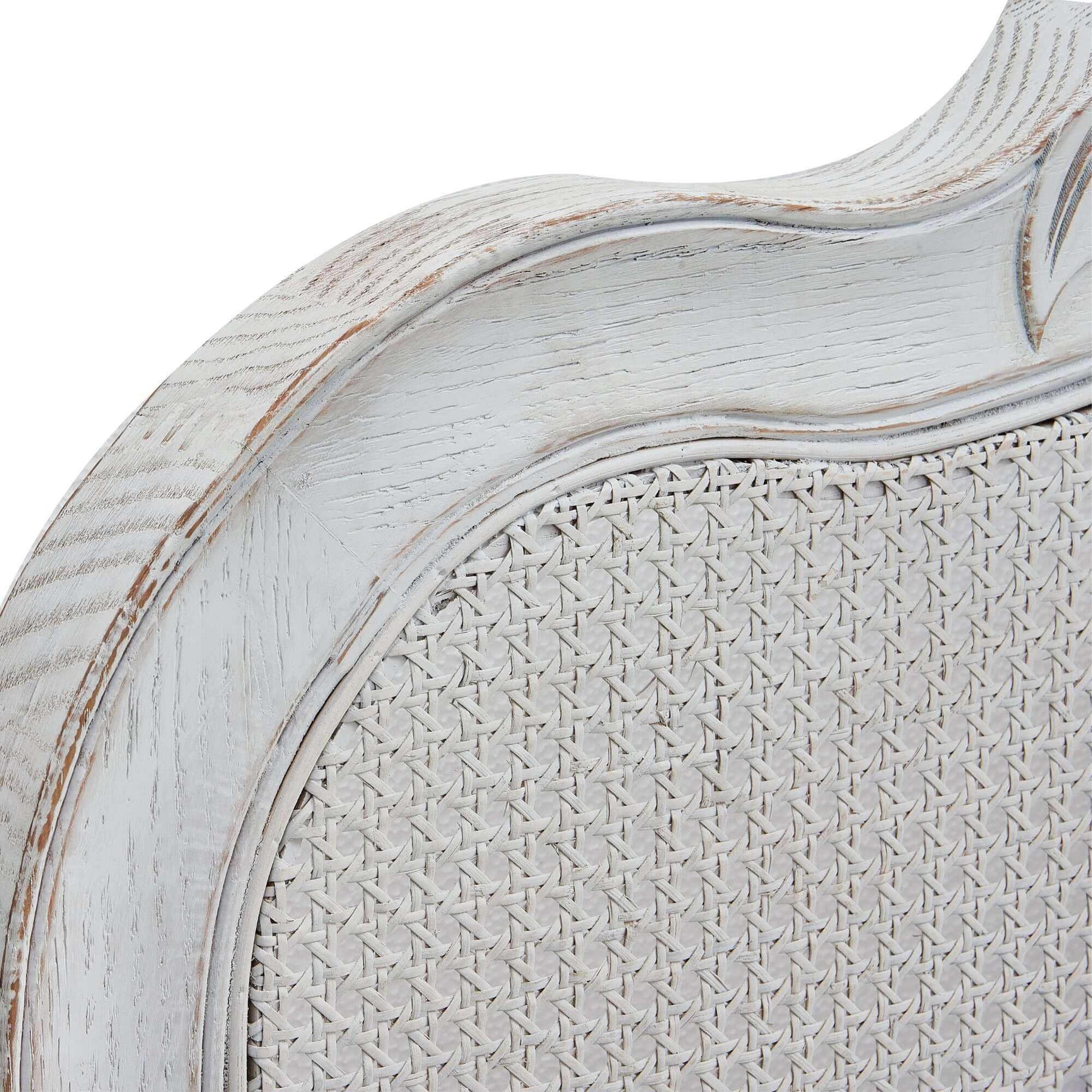 Alice Distressed White King Bed Frame Natural Rattan