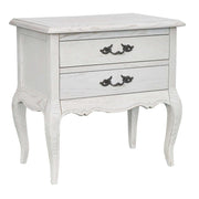 Alice Distressed White 2 Drawer Bedside Table Storage Cabinet