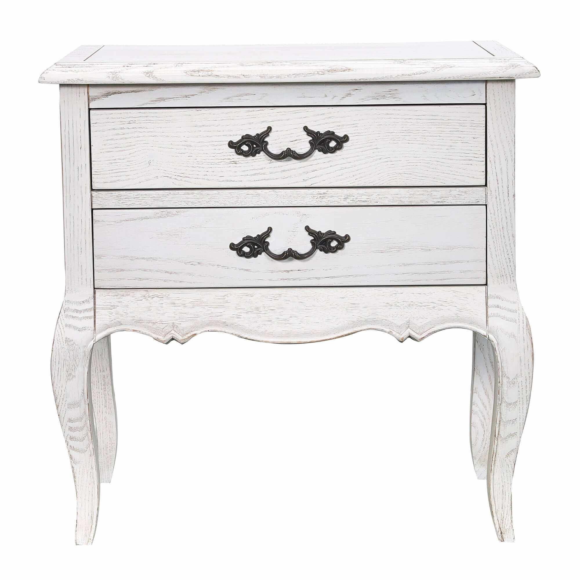 white 2 drawer bedside table