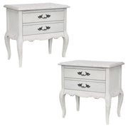 Alice 2pc Set Antique White Bedside Cabinet