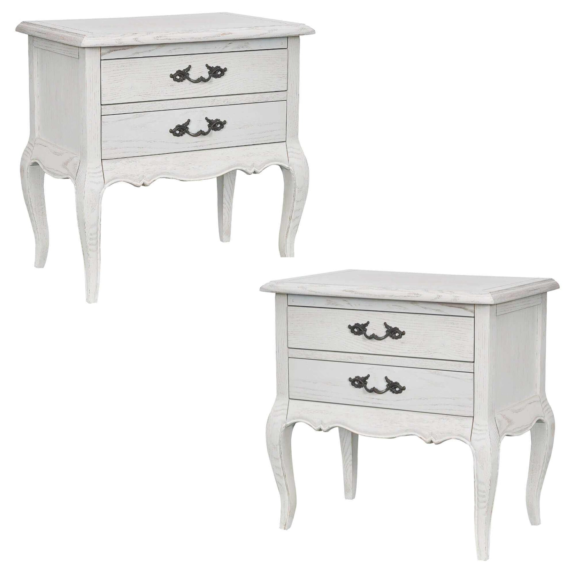 Alice 2pc Set Antique White Bedside Cabinet