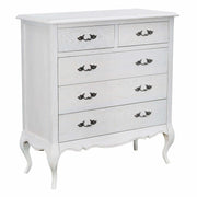 Alice Tallboy Drawer 5 Chest of Drawers - Distressed White